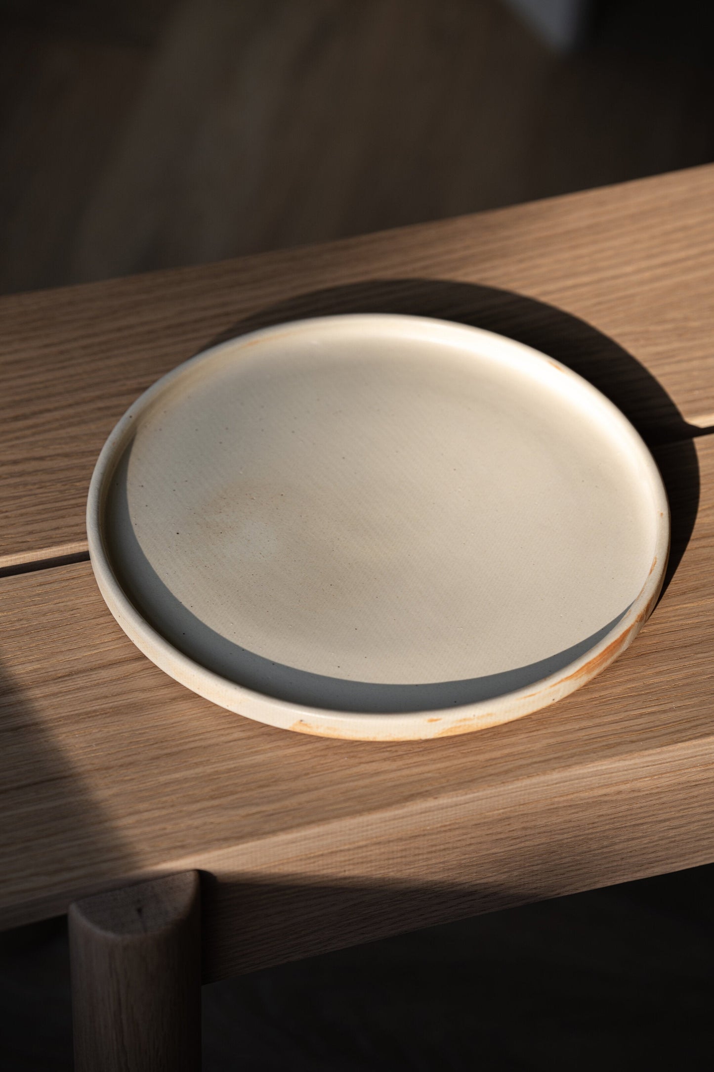 Handmade Beige Stoneware Dinner Plates