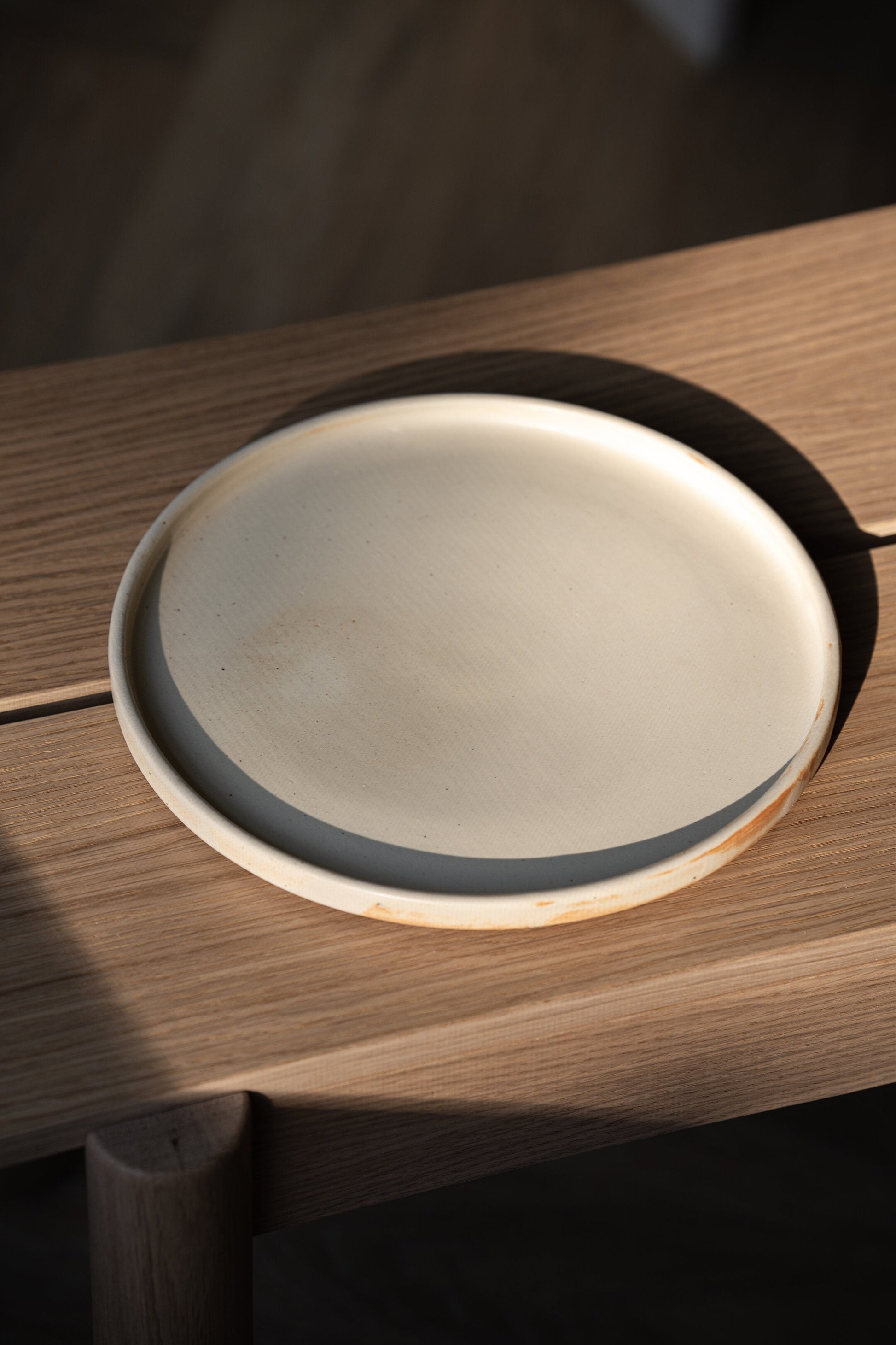 Handmade Beige Stoneware Dinner Plates