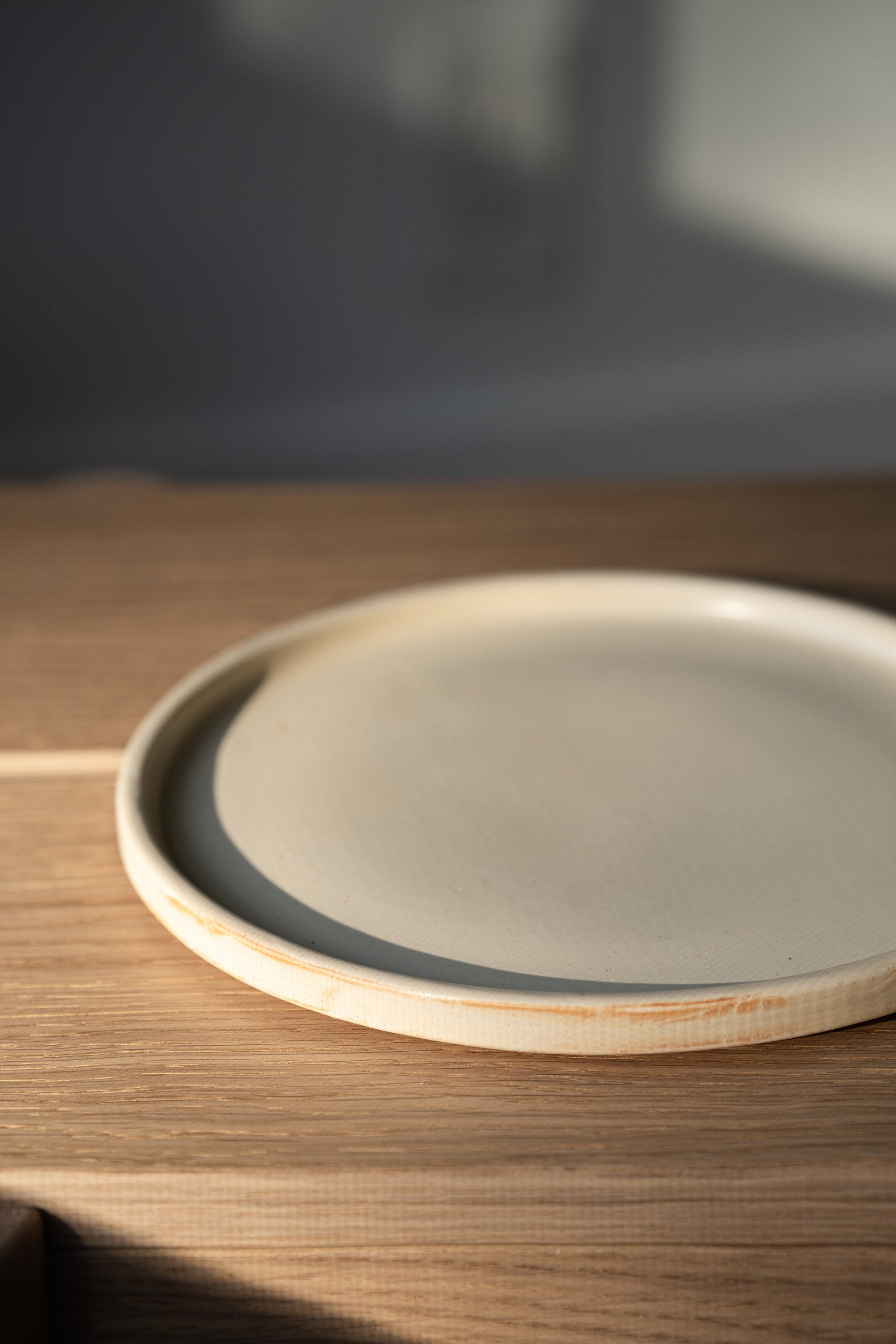Handmade Beige Stoneware Dinner Plates
