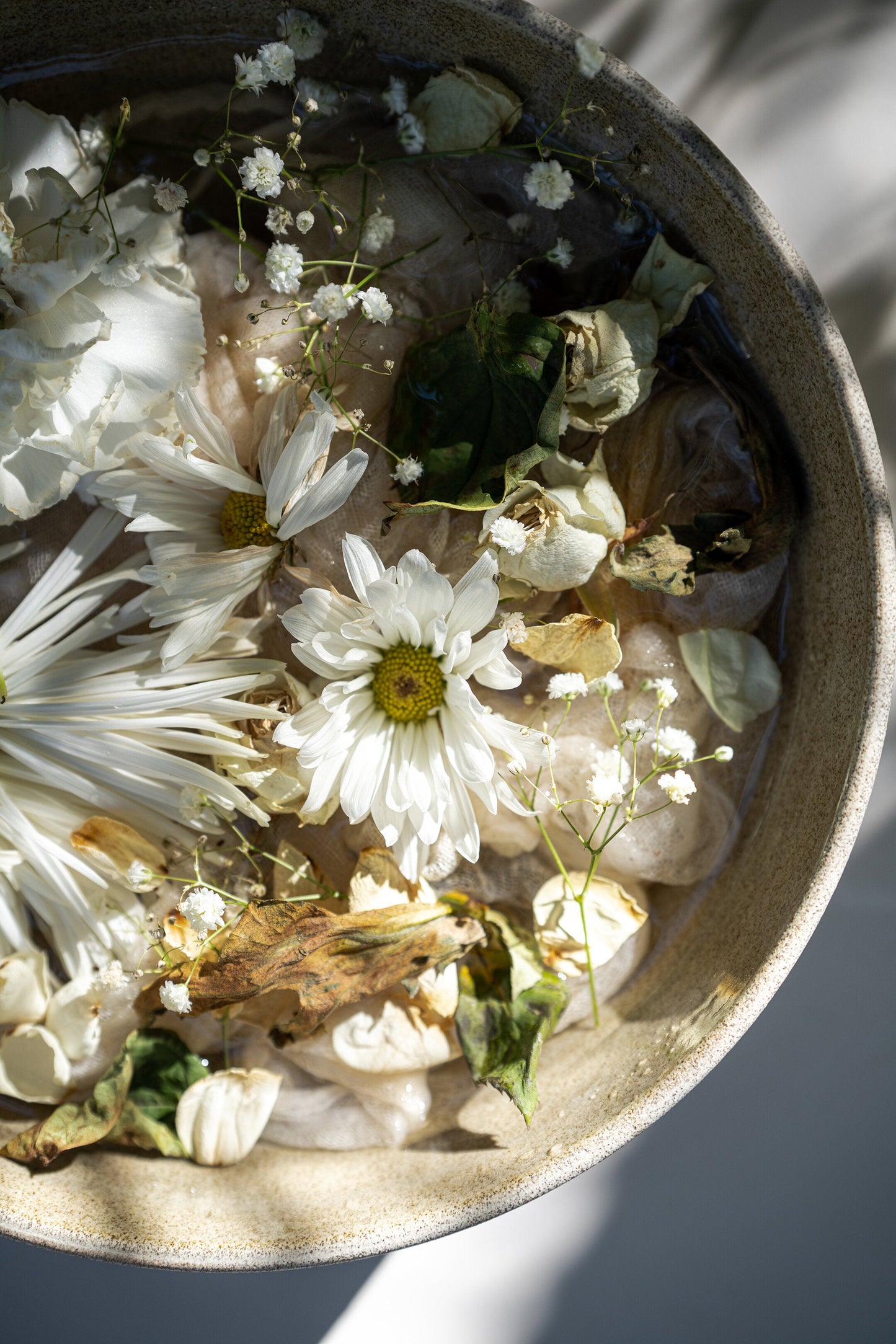 Large stoneware fruit bowl with concrete-like finish, polished exterior and glossy interior, handmade in Ukraine