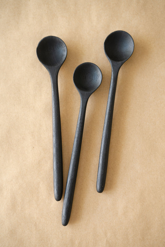 HandCarved Charred Big Coffee Spoon