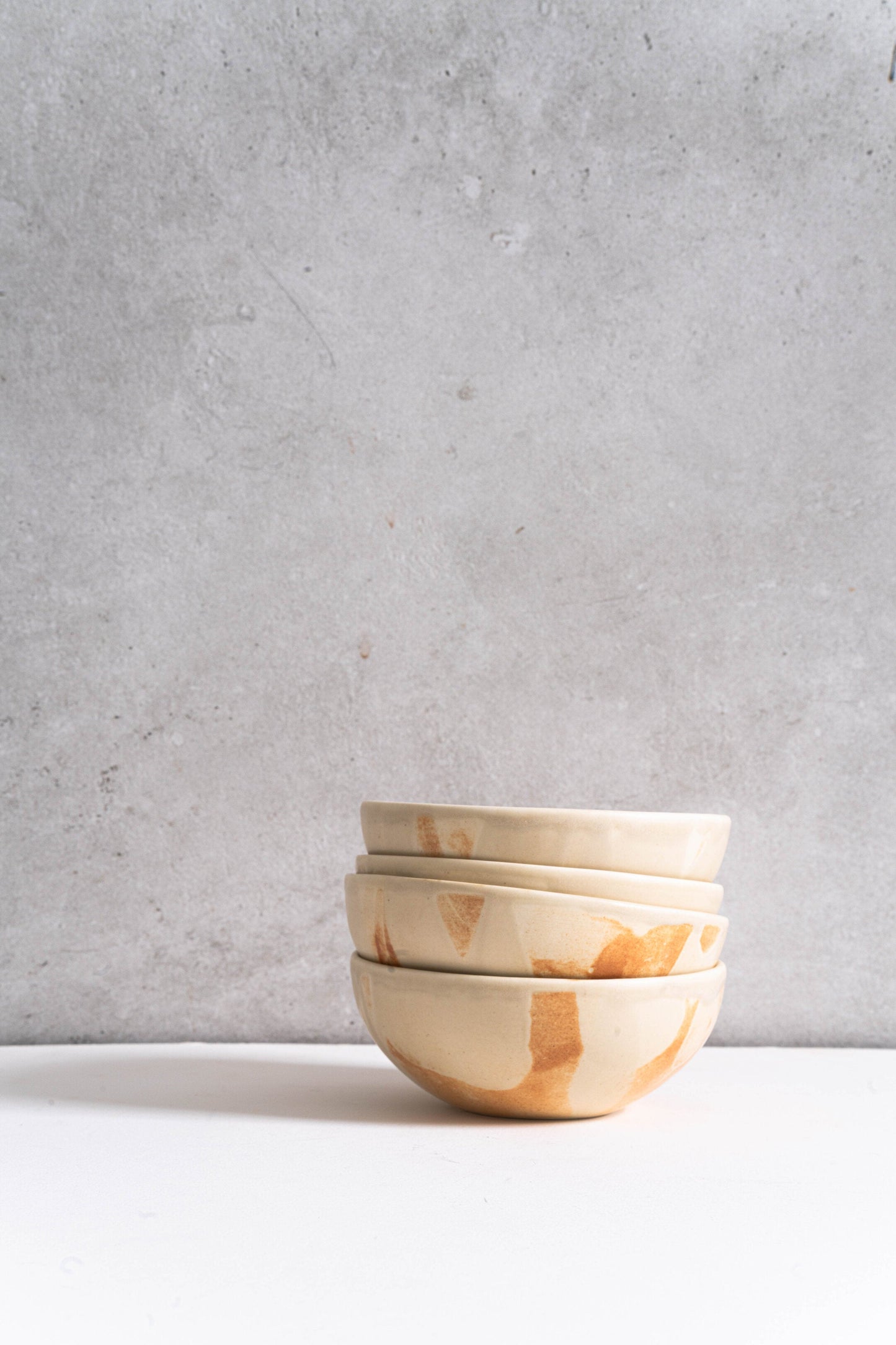 Handmade Beige Stoneware Bowl