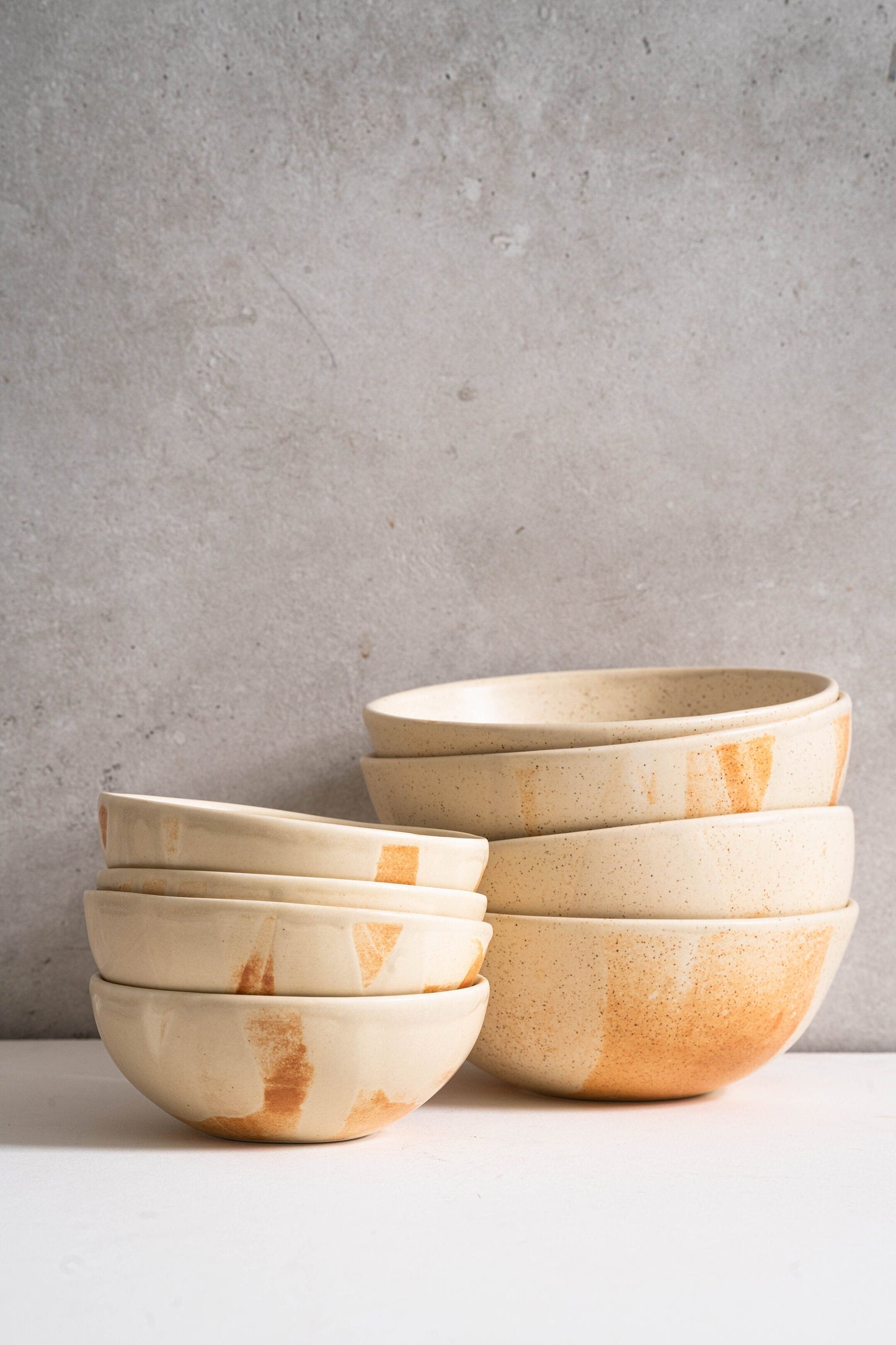 Handmade Beige Stoneware Bowl