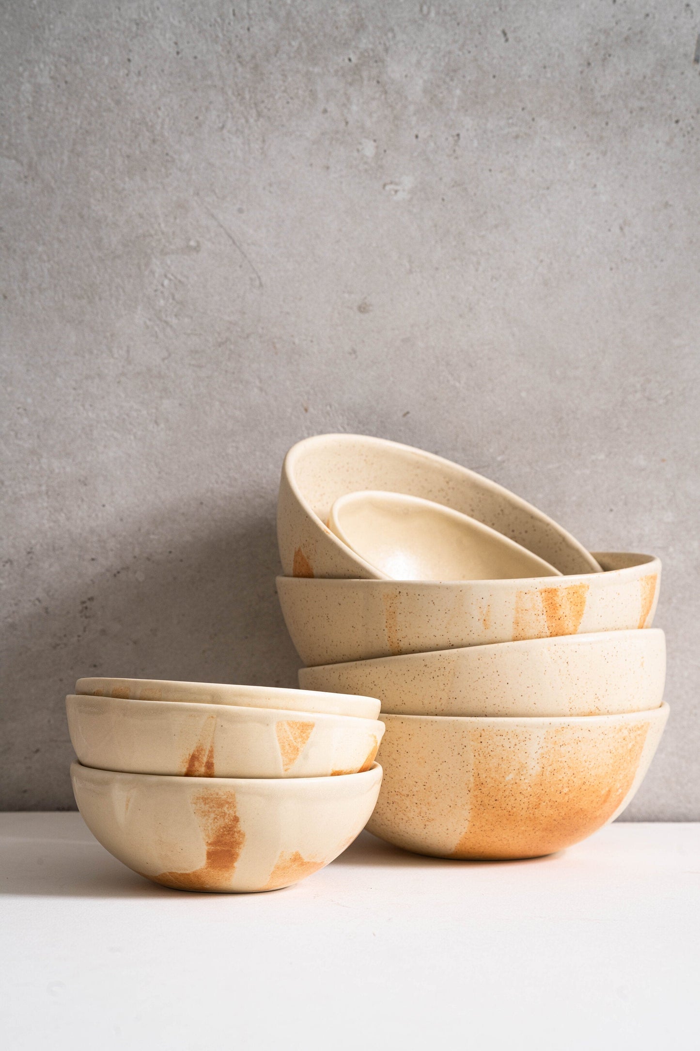 Handmade Beige Stoneware Bowl