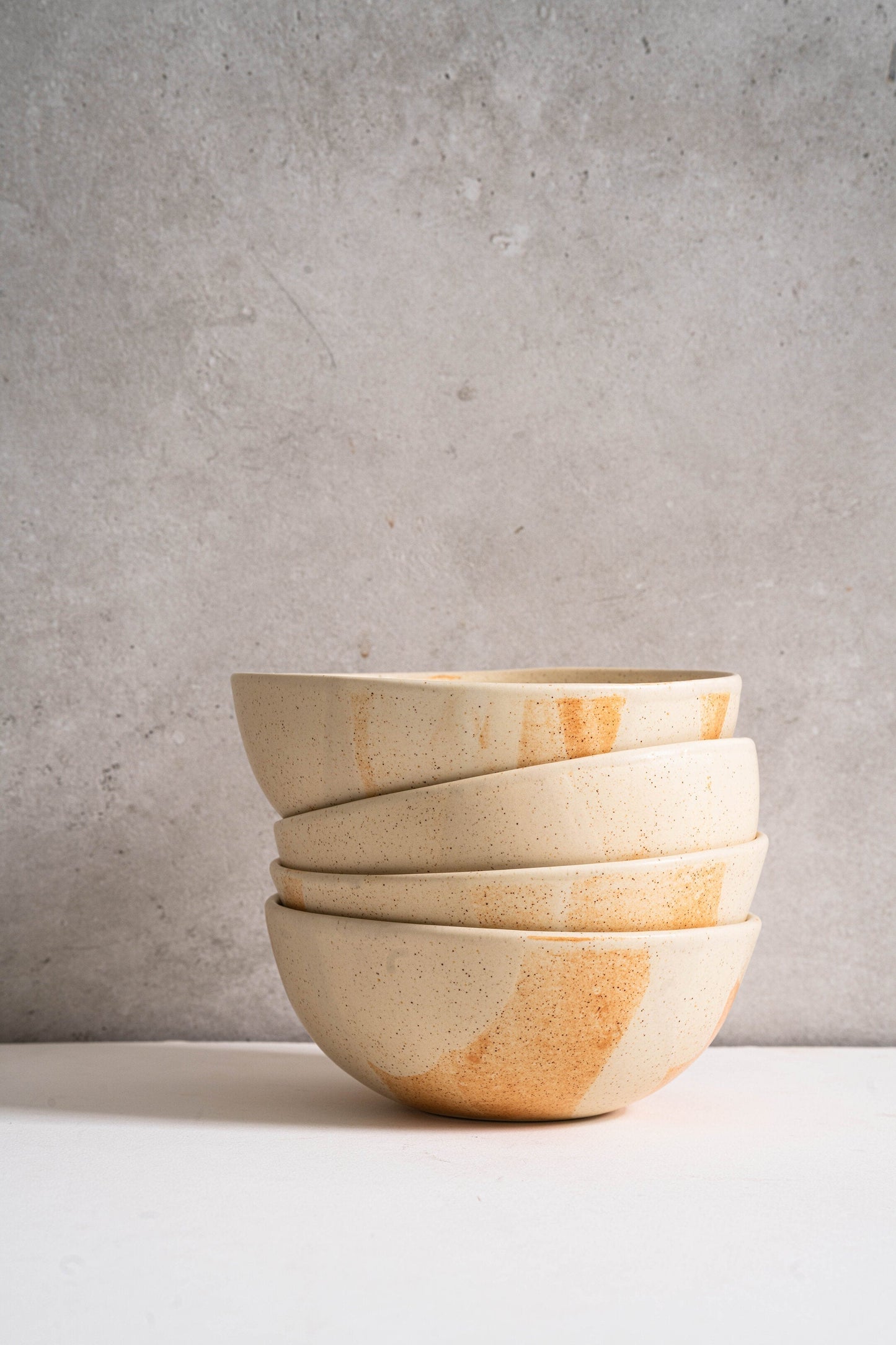 Handmade Beige Stoneware Bowl