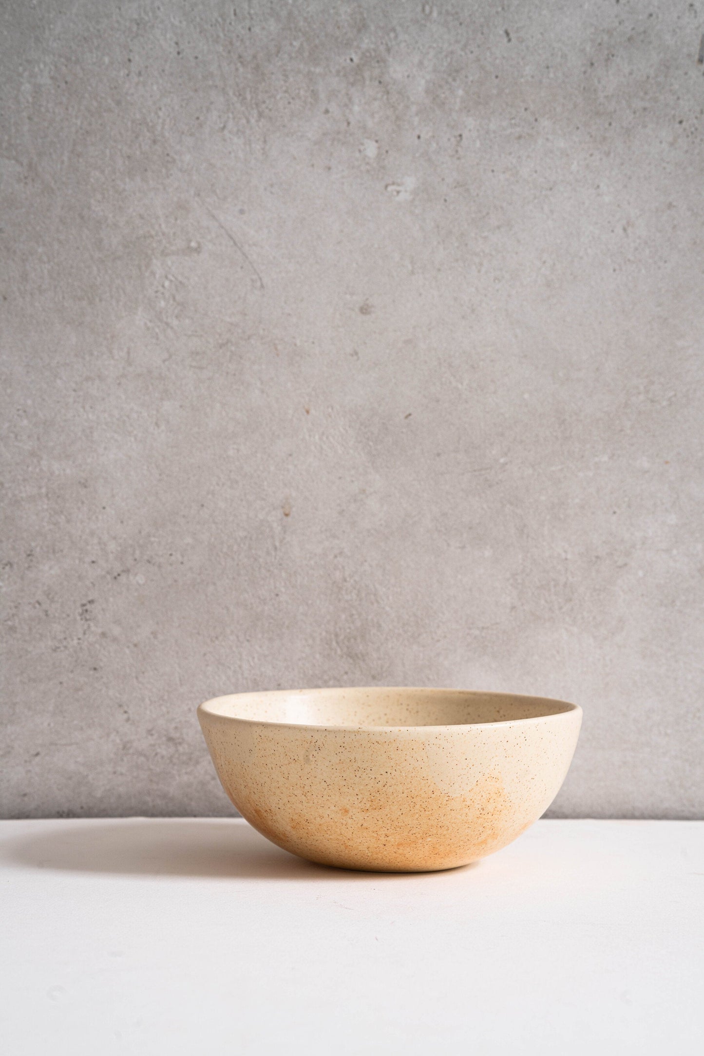 Handmade Beige Stoneware Bowl