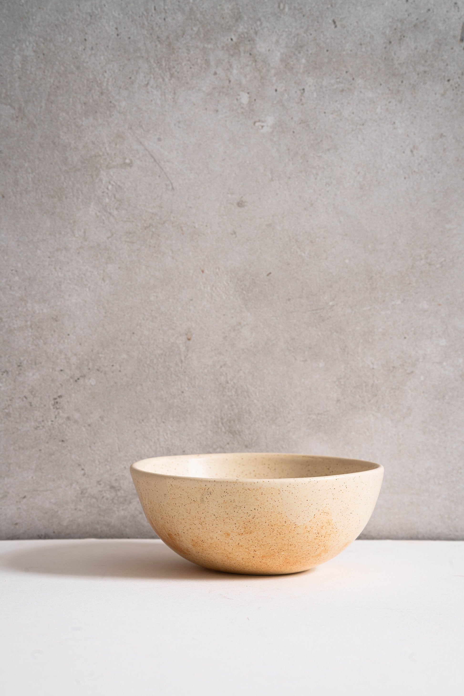 Handmade Beige Stoneware Bowl