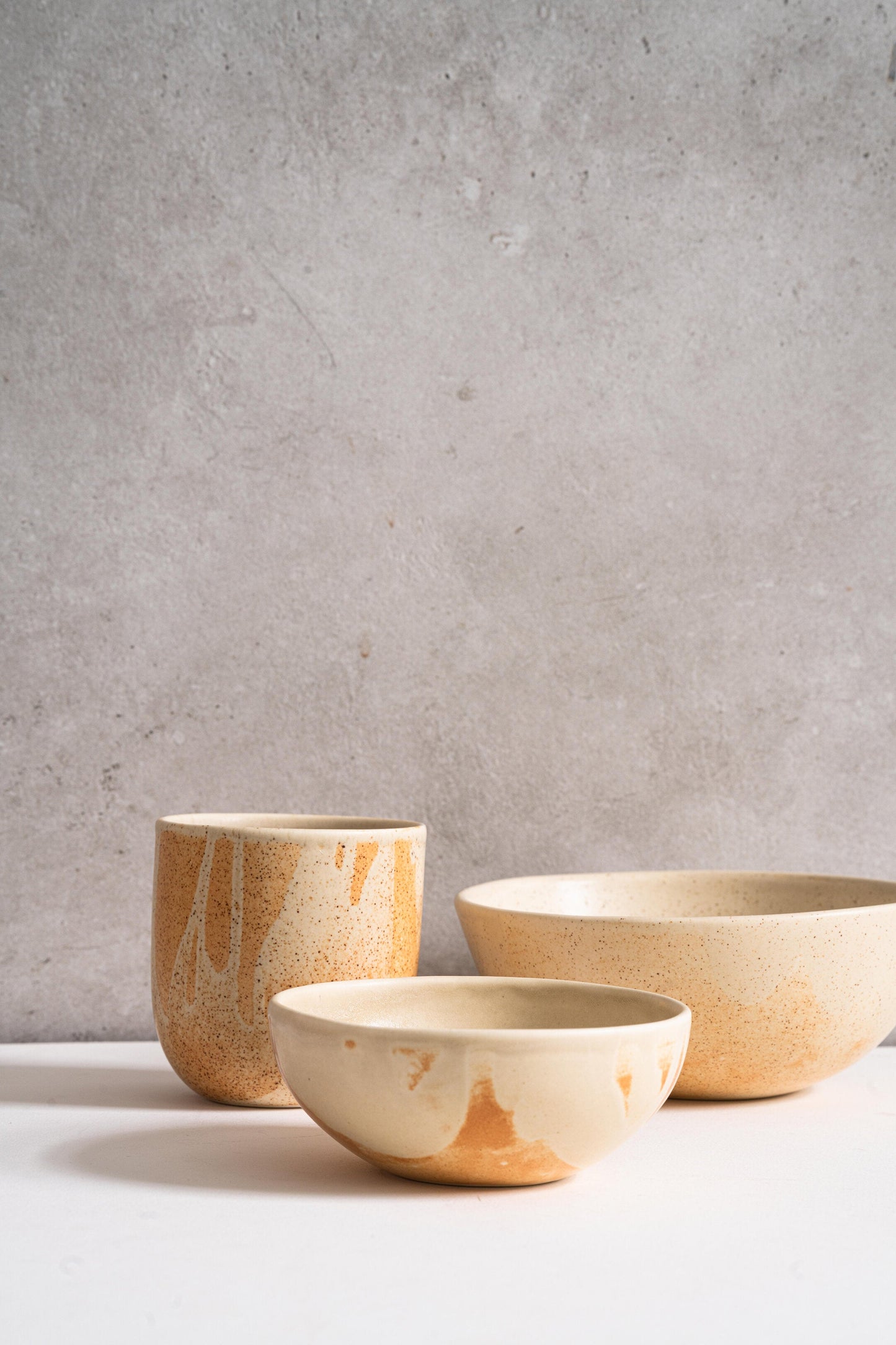 Handmade Beige Stoneware Bowl