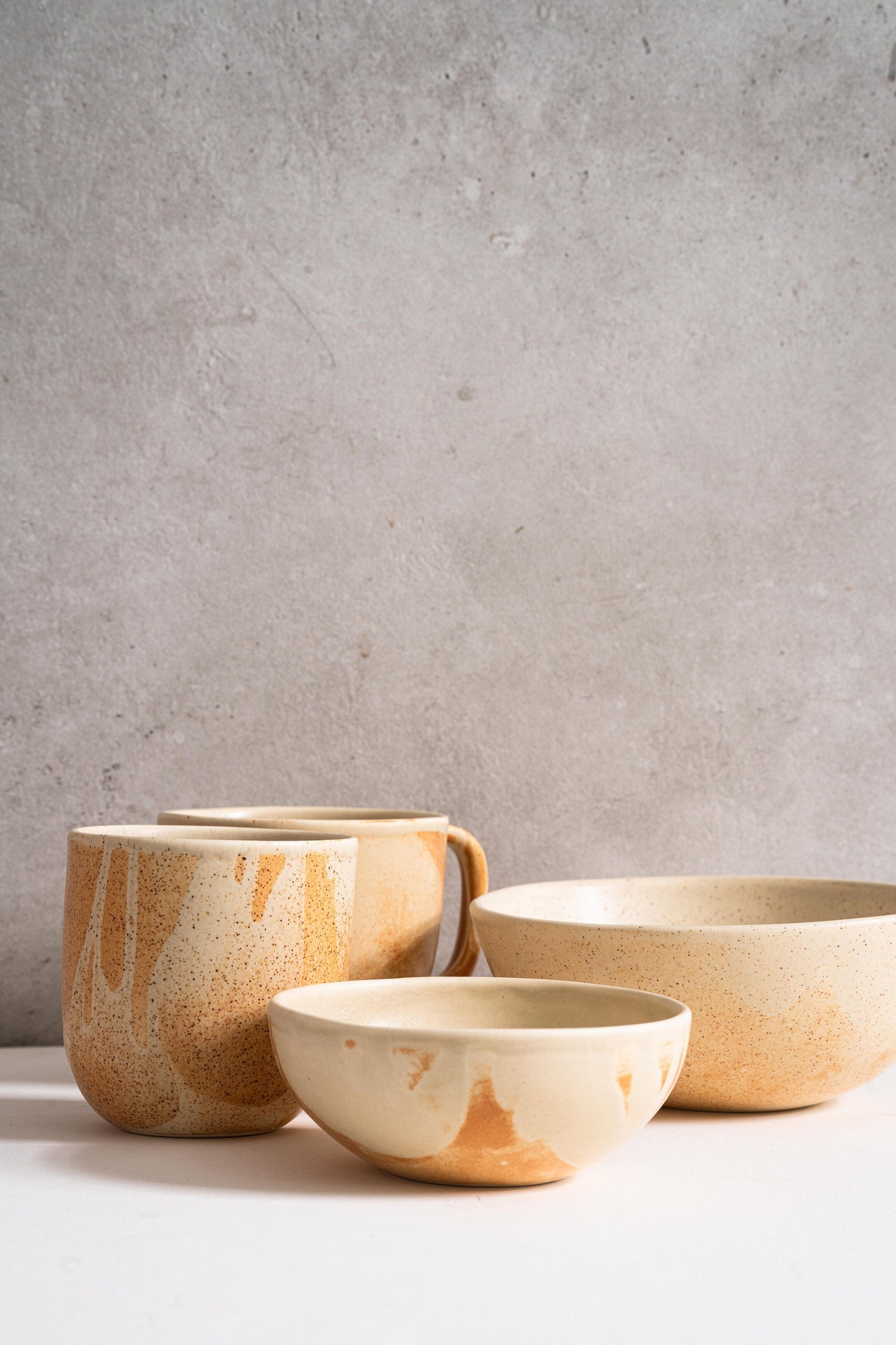 Handmade Beige Stoneware Bowl