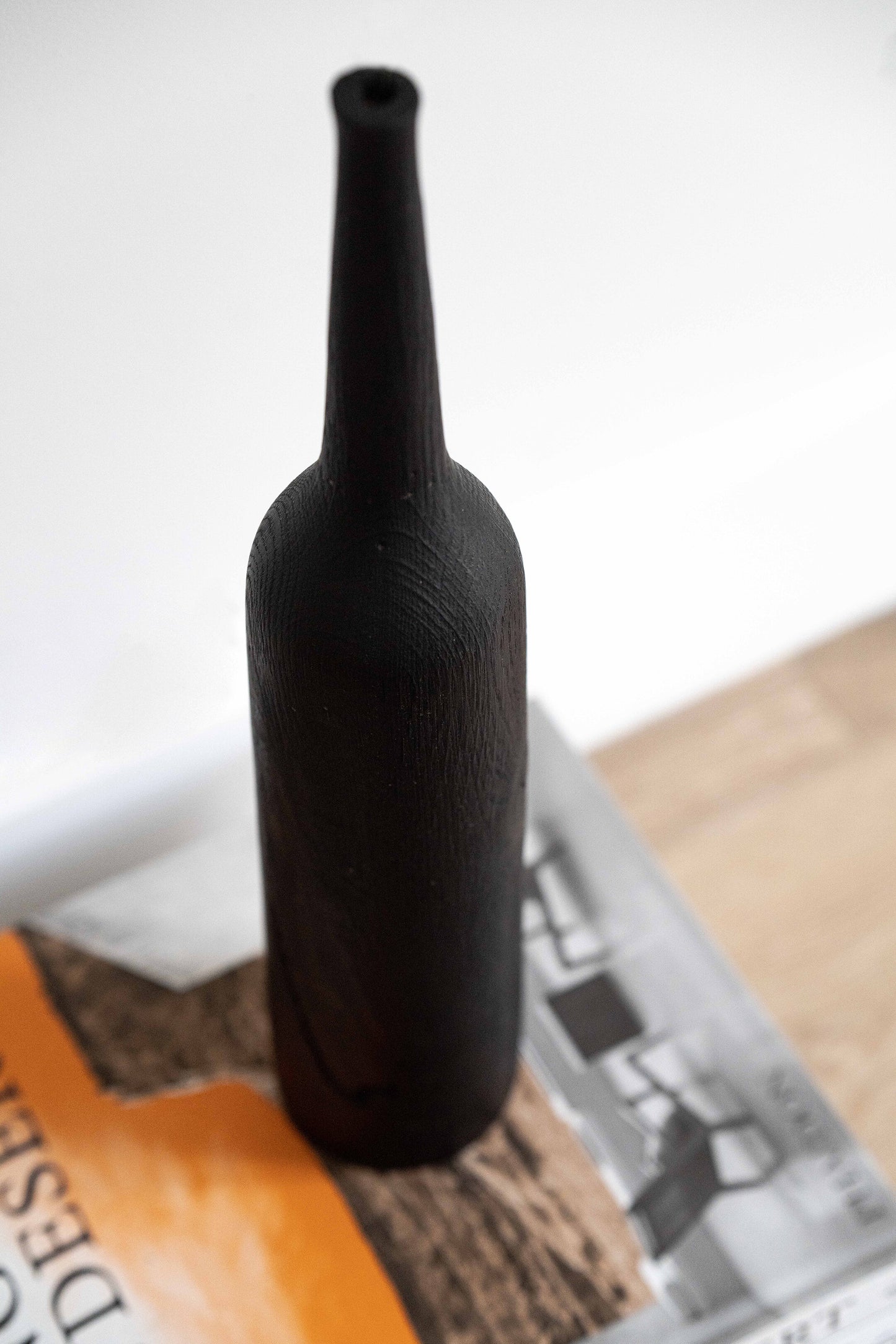 Tall Charred Wood Vase