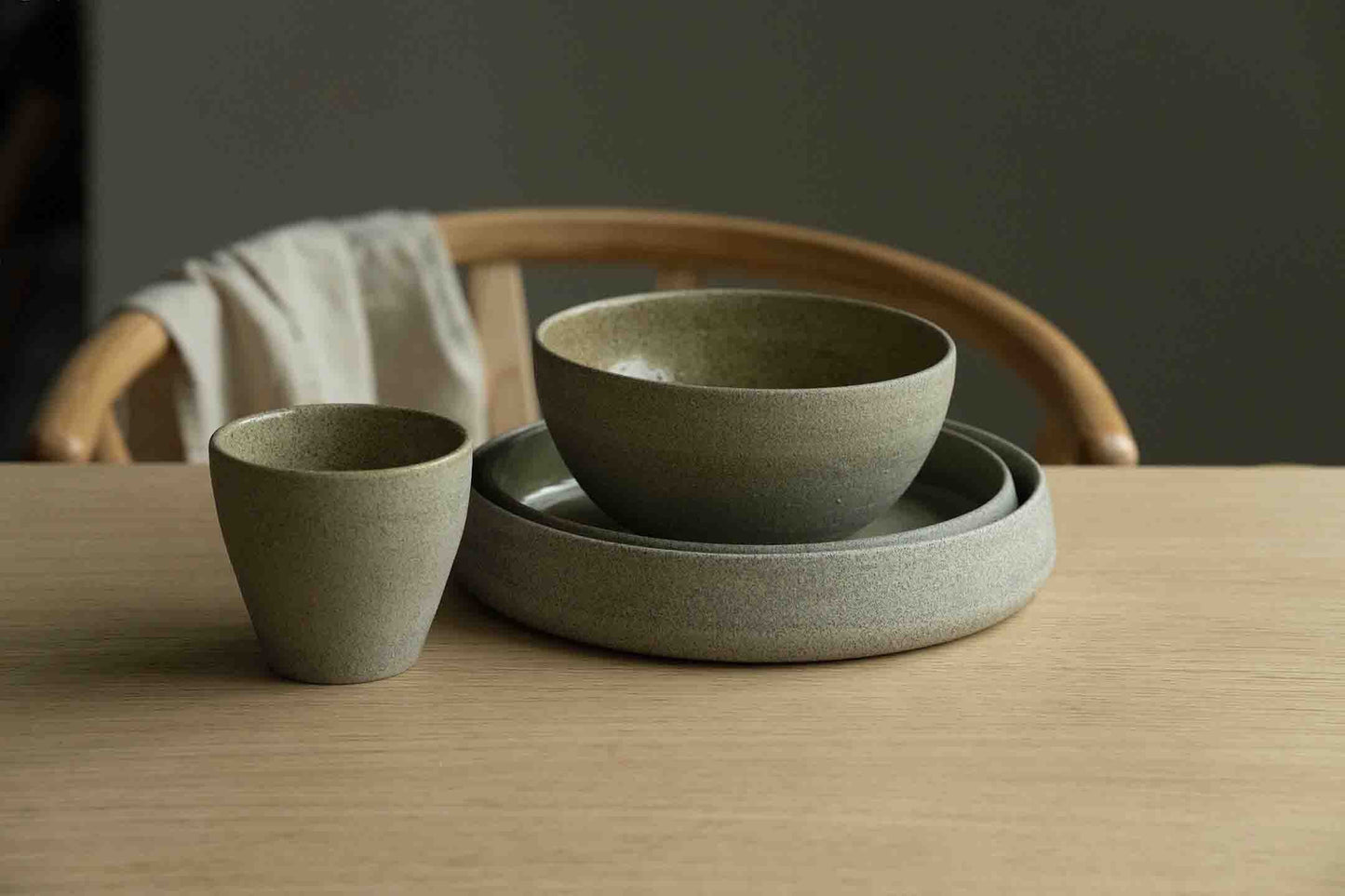 Handmade Stoneware Dinner Set Concrete
