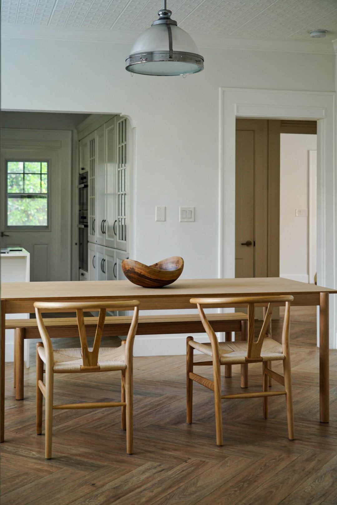 Hand carved extra large walnut wooden bowl with natural wood rings and oil finish