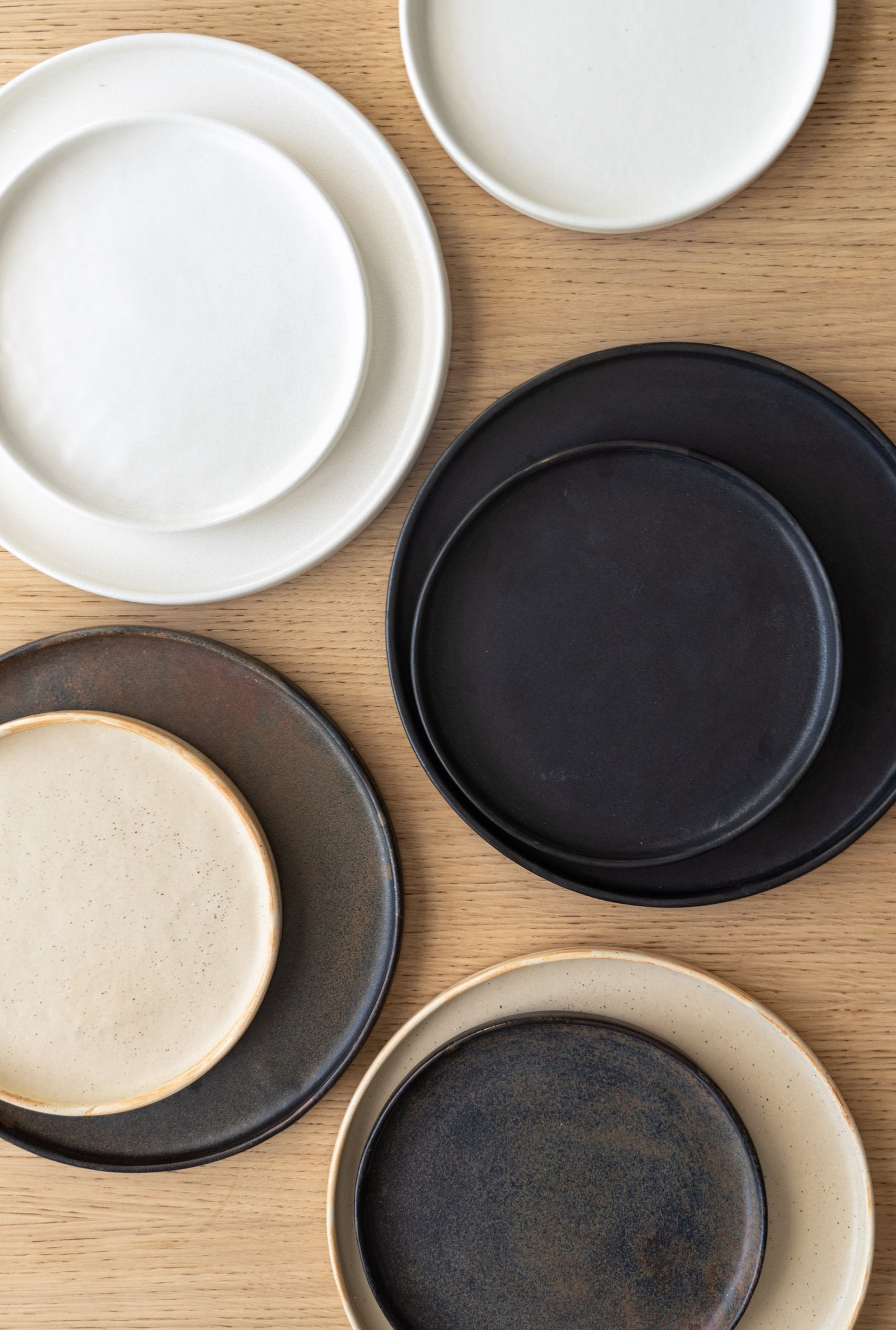 Handmade Beige Stoneware Dinner Plates