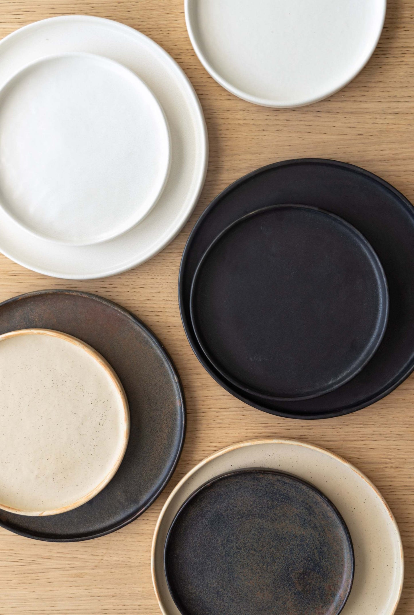 Handmade Beige Matte Stoneware Dinner Plates
