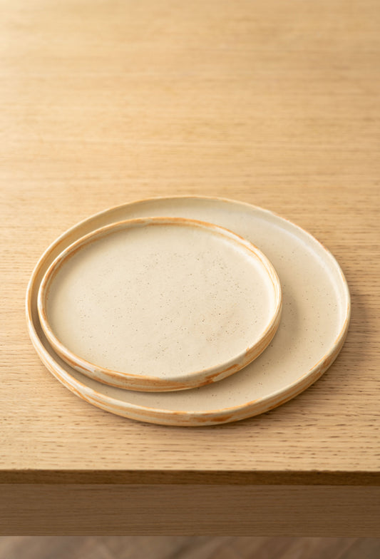 Handmade Beige Stoneware Dinner Plates