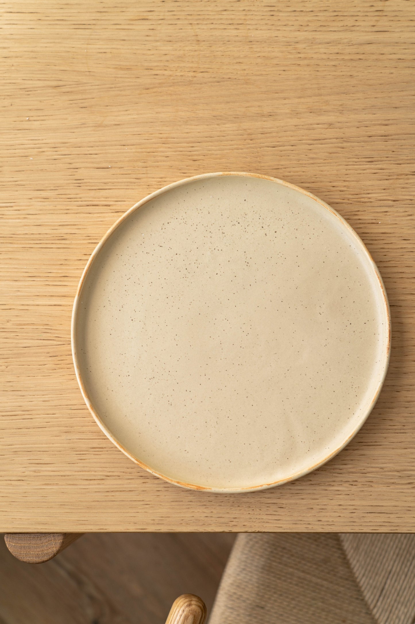 Handmade Beige Stoneware Dinner Plates