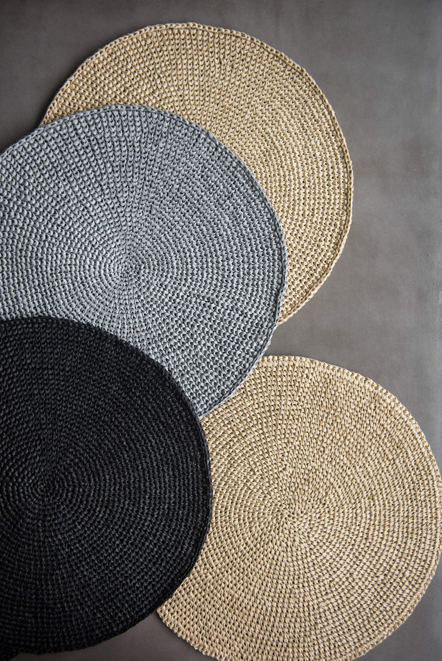 Hand Crochet Round Raffia Placemats