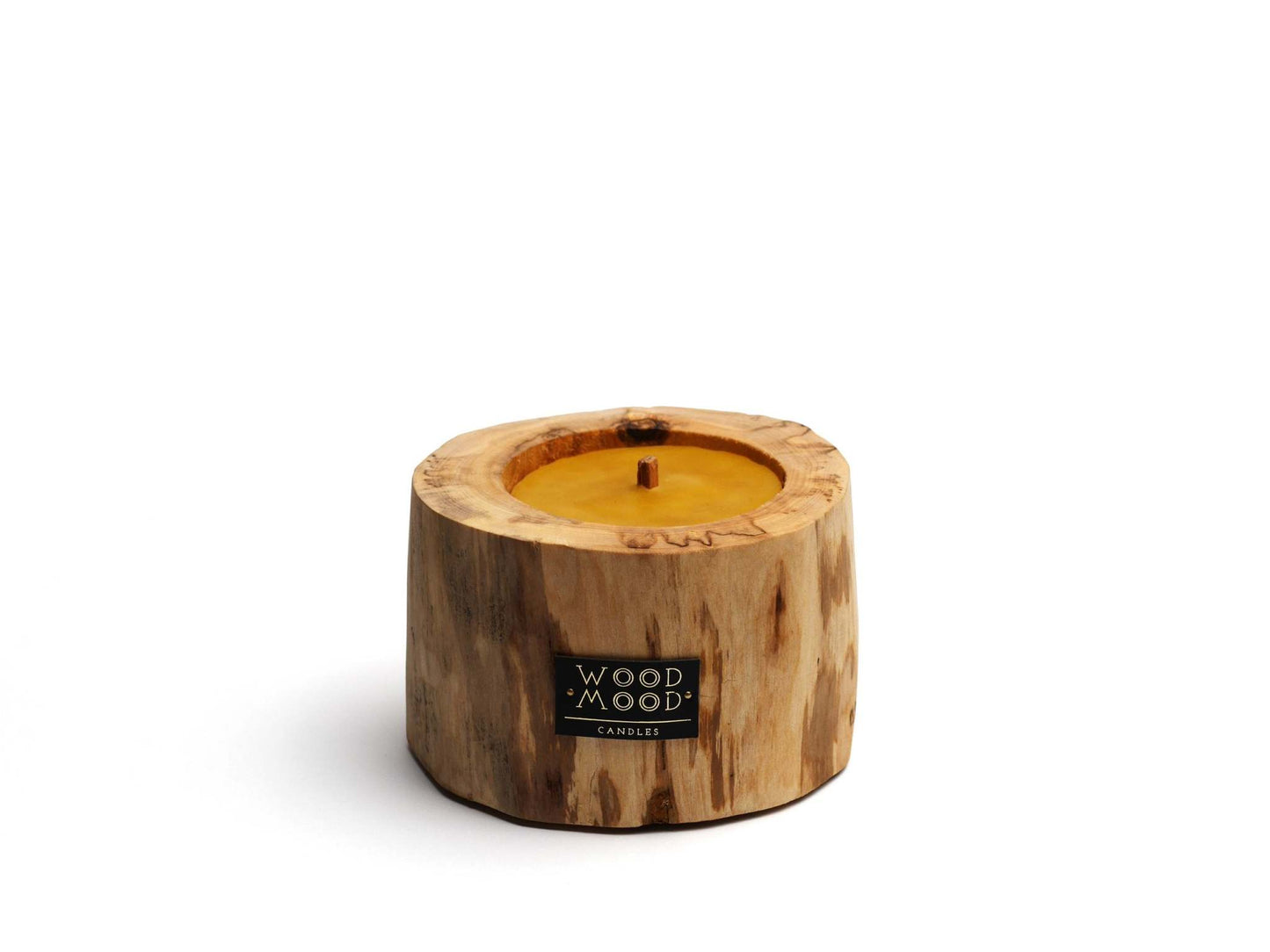 Hand Carved Wooden Candle with Beeswax