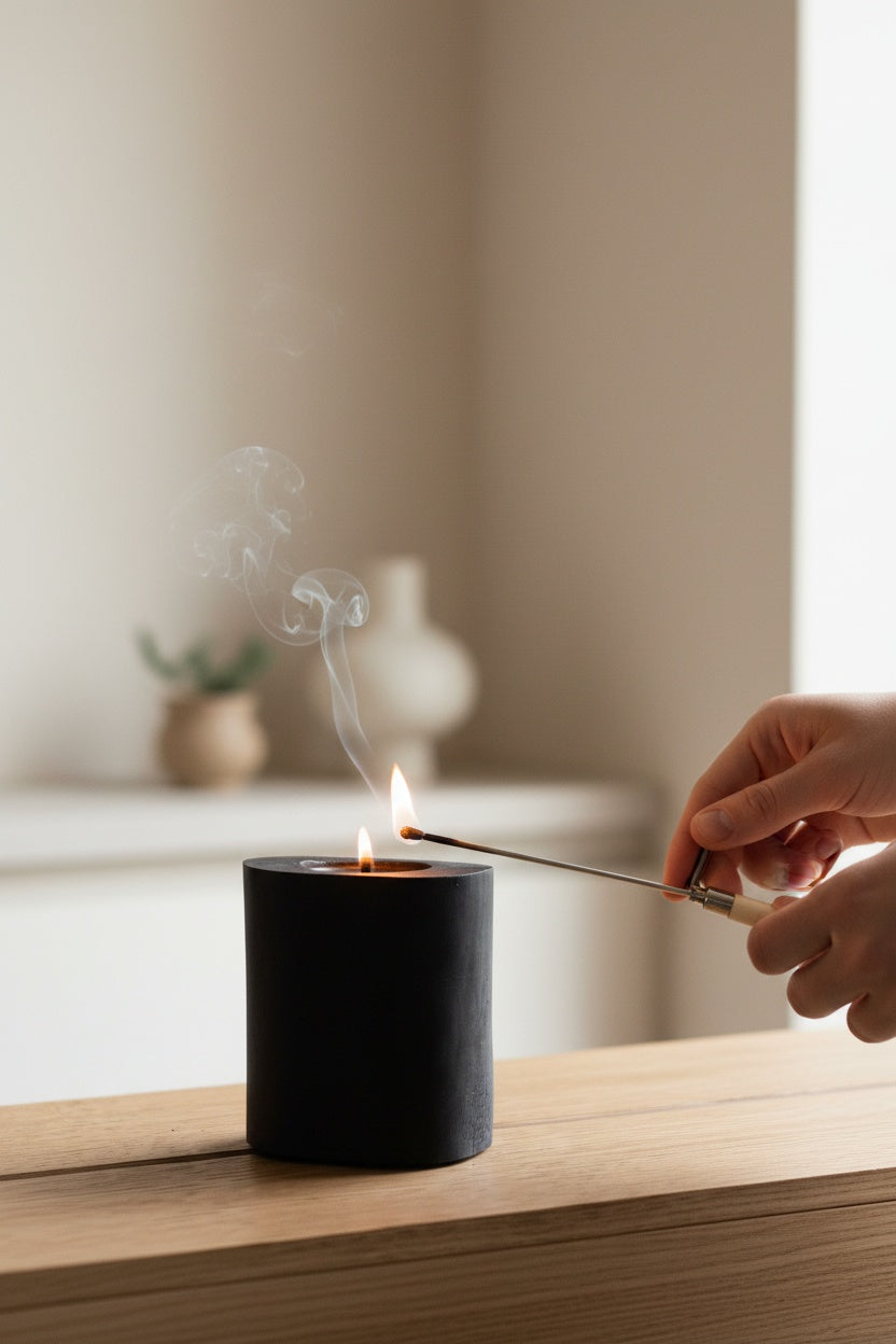 Black Illusions Wood Candle