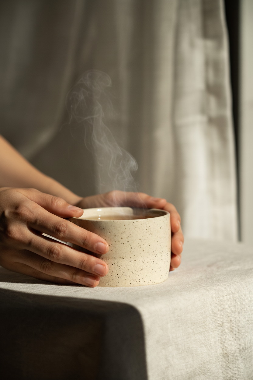 Handmade Stoneware Mug — White Sand Speckled