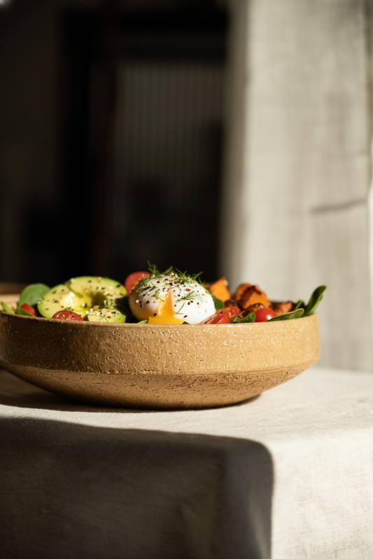Handmade Stoneware Breakfast Bowl – Yellow Clay with Natural Speckles