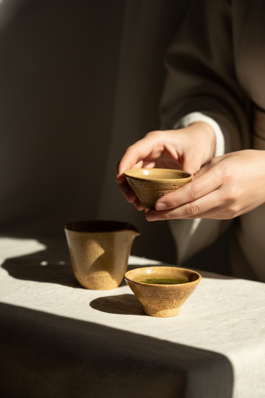 Handmade Small Stoneware Tea Cup – Yellow with Speckles
