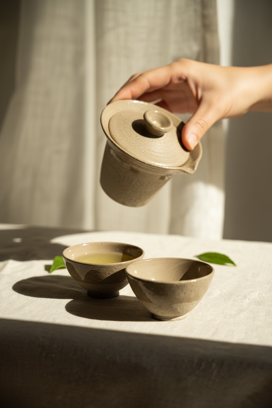 Handmade Stoneware Gaiwan – Gray with Speckles