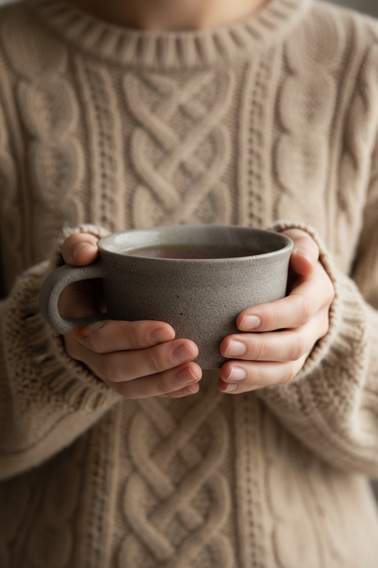 Handmade Stoneware Coffee Mug with Handle. Concrete Collection