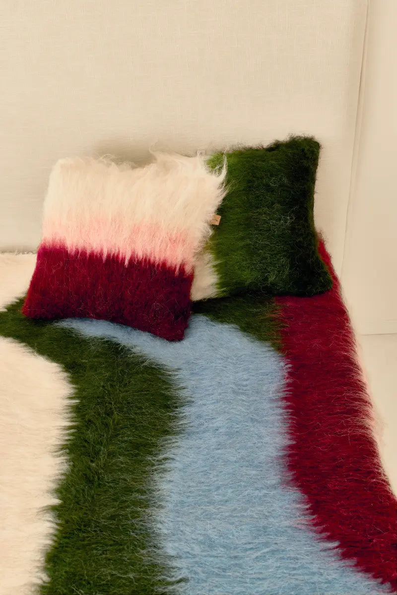 Multicolored Handwoven Wool Lizhnyk – Brushed Texture with Large Floral Motif