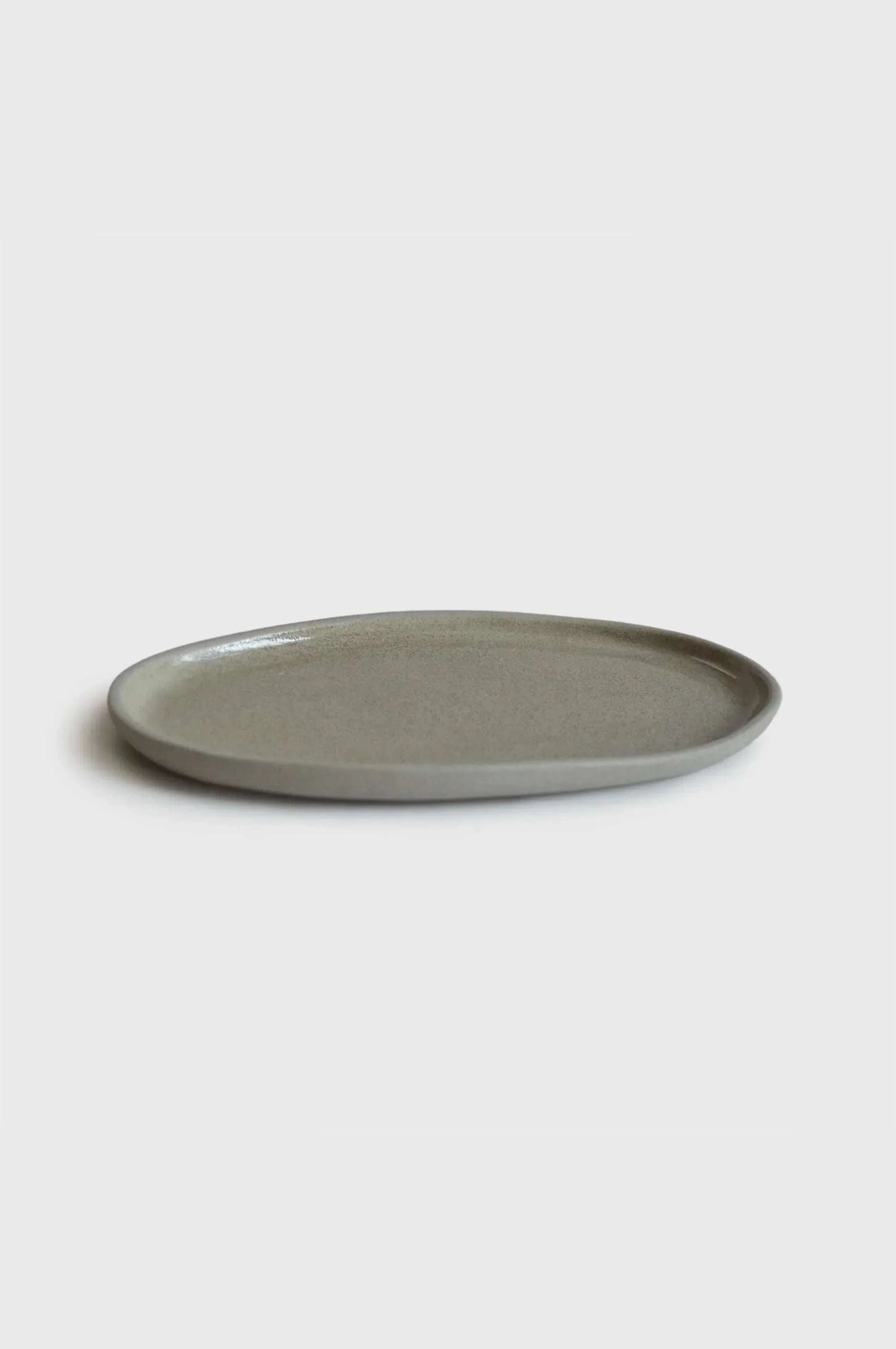 Handmade Oval Stoneware Serving Platter Concrete