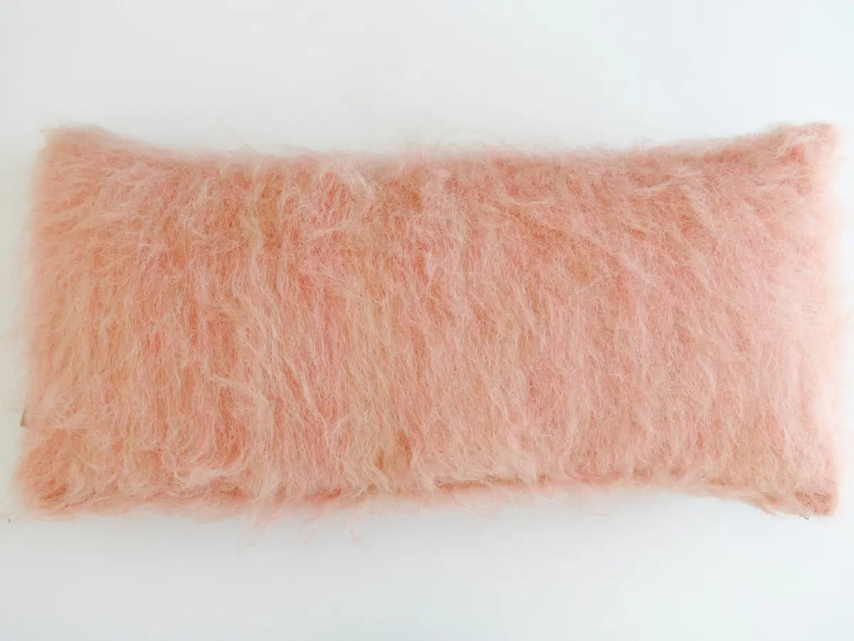 Pink Handwoven Wool Pillow – Brushed Texture