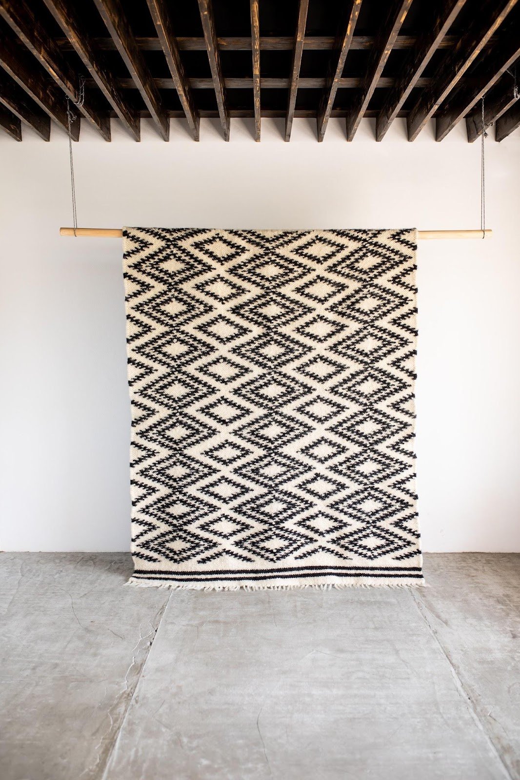 Handwoven Thin Rug with Traditional Carpathian Pattern