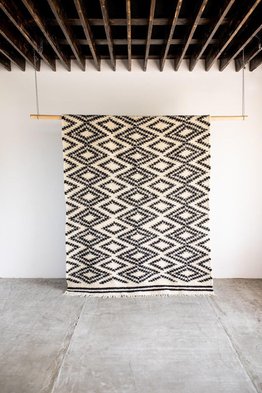 Handwoven Thin Rug with Traditional Carpathian Pattern