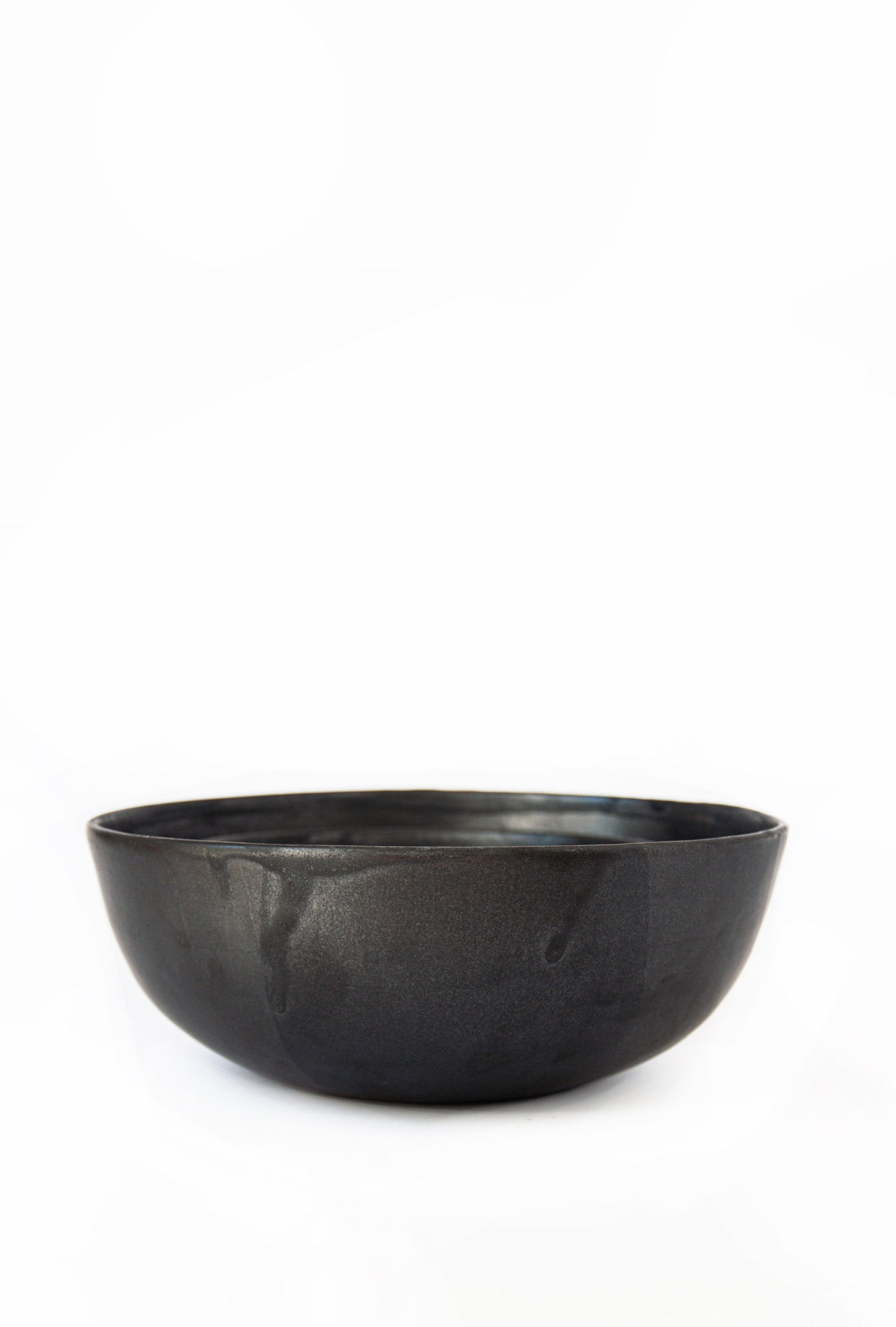 Stoneware Black Matte Salad Serving Bowl