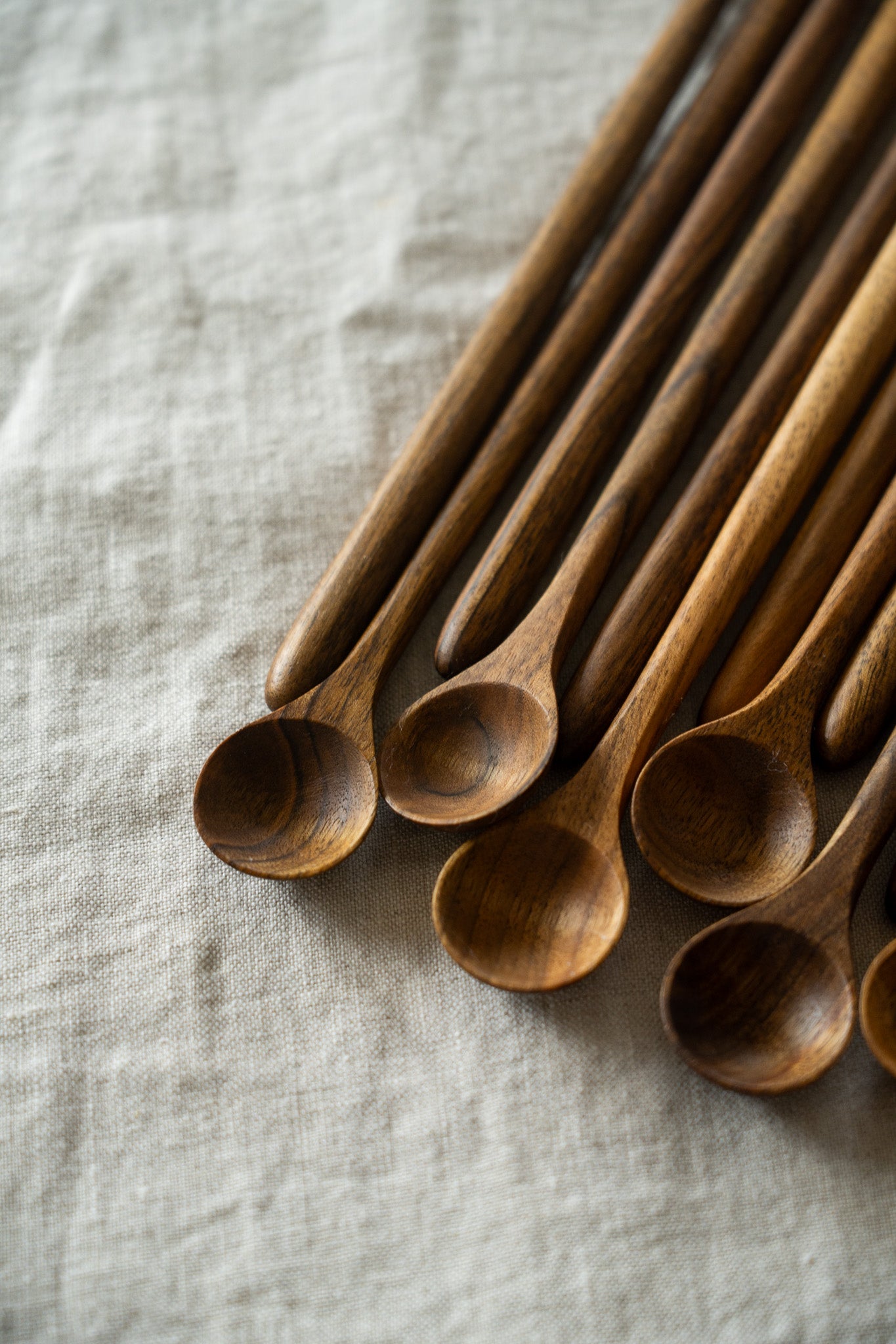 Hand Carved Walnut Wood Long Coffee Spoon