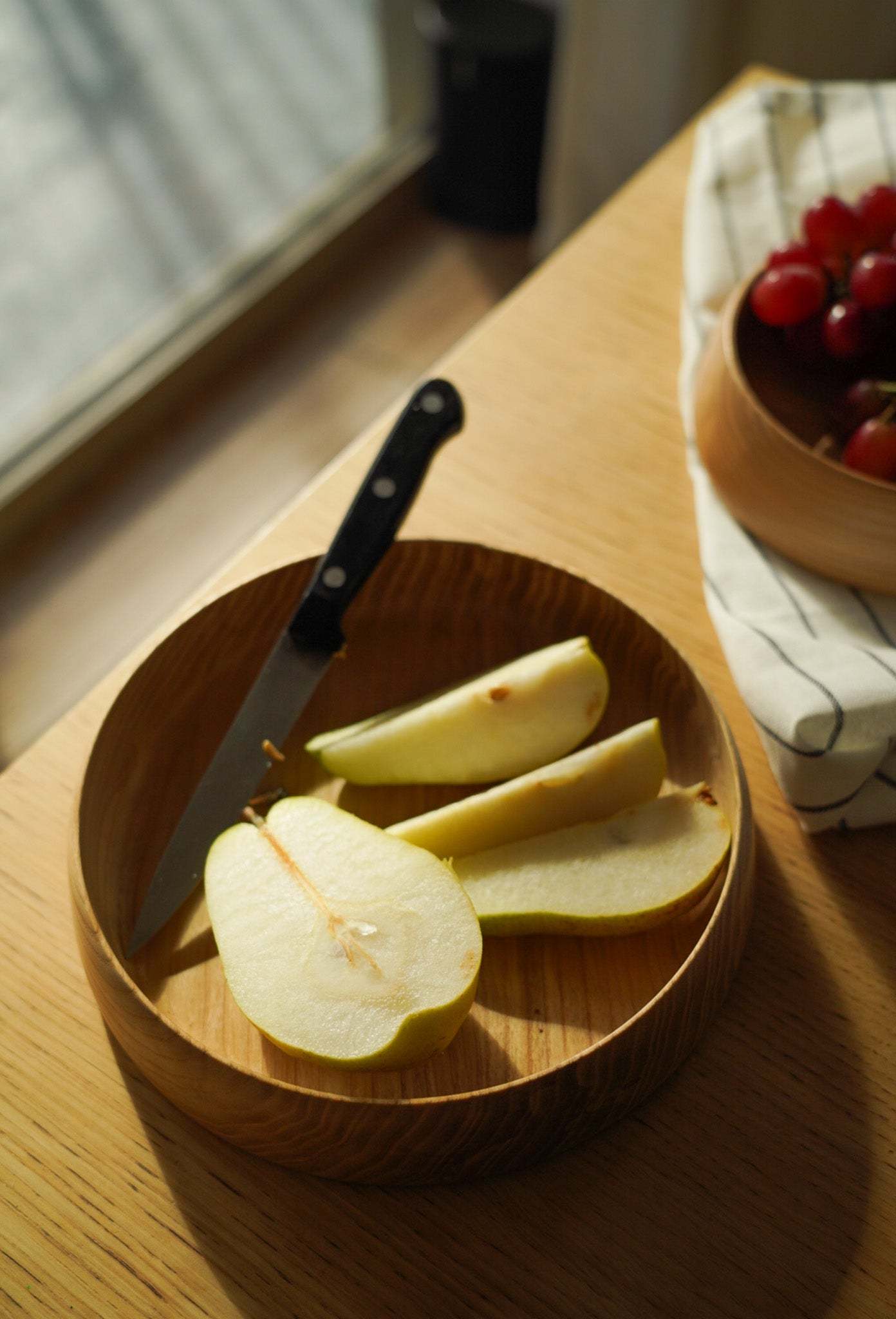 Hand Carved Wooden Plate with High Sides