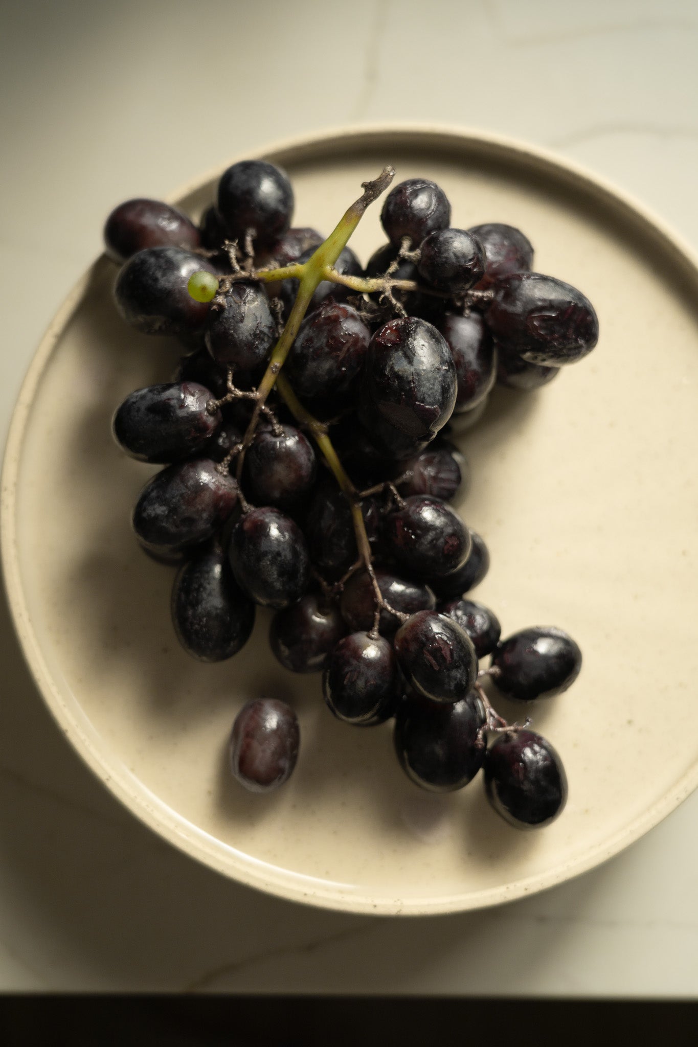 Handmade Stoneware Pedestal Plate — White with Speckles