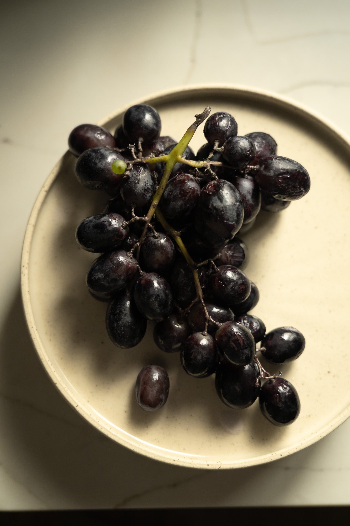 Handmade Stoneware Pedestal Plate — White with Speckles