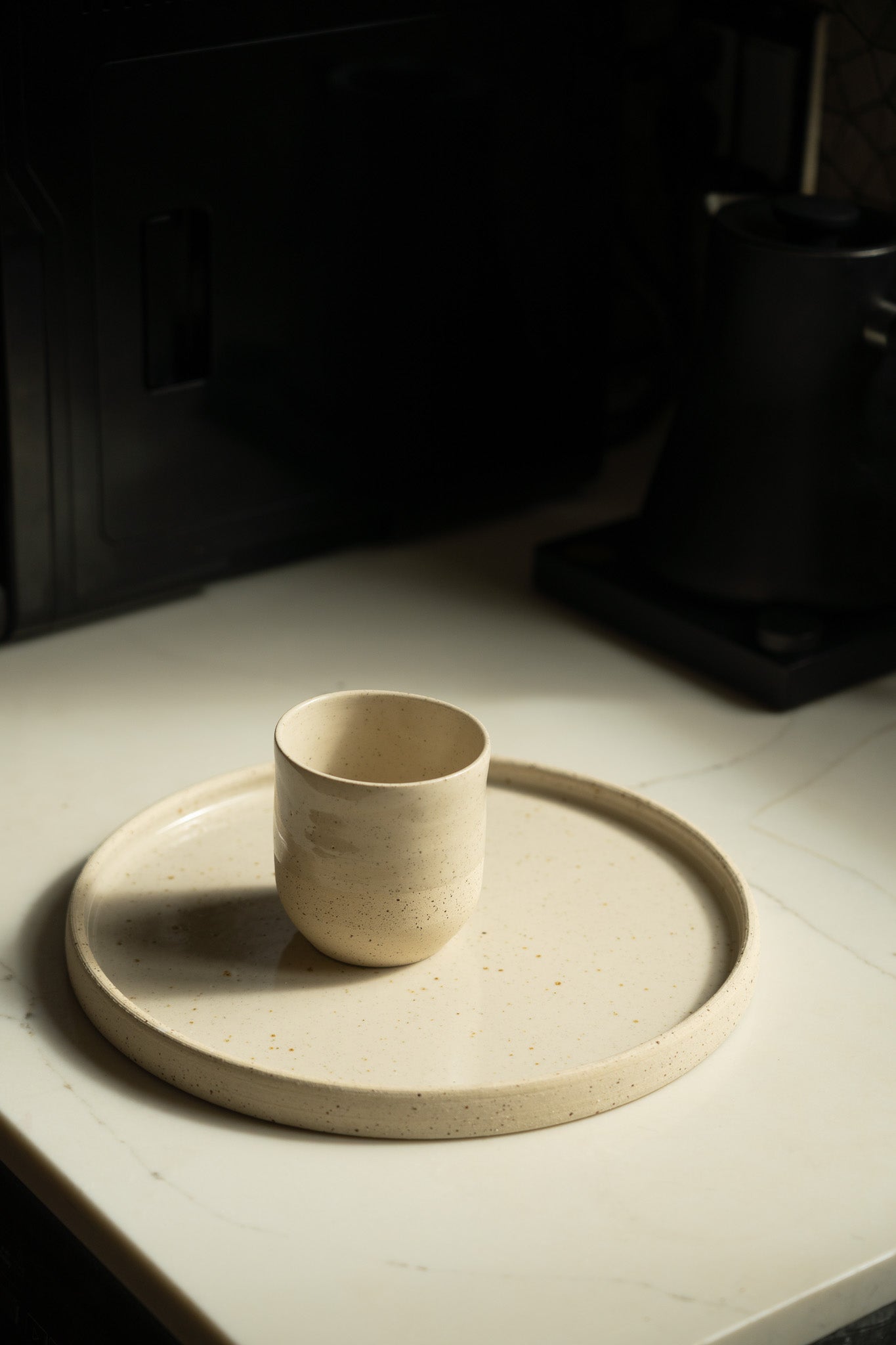 Handmade Small Coffee Cup – Rustic White Speckled Stoneware