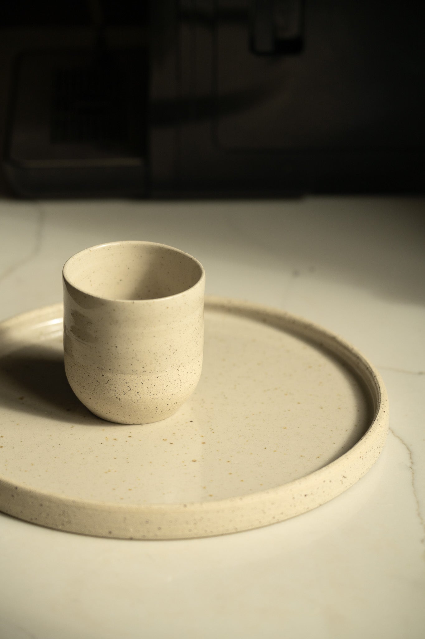 Handmade Small Coffee Cup – Rustic White Speckled Stoneware