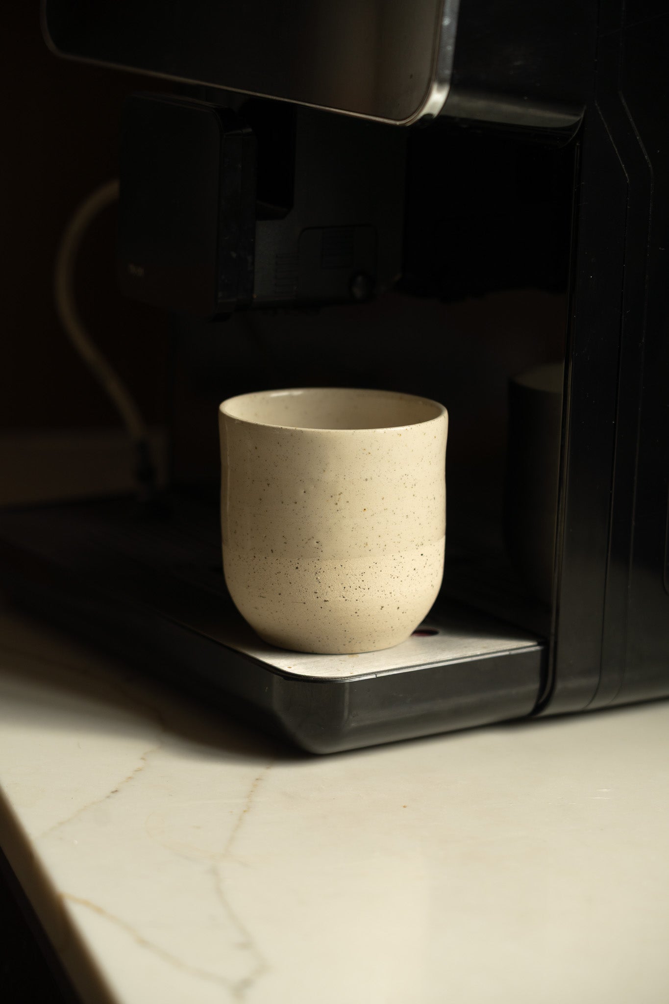 Handmade Small Coffee Cup – Rustic White Speckled Stoneware