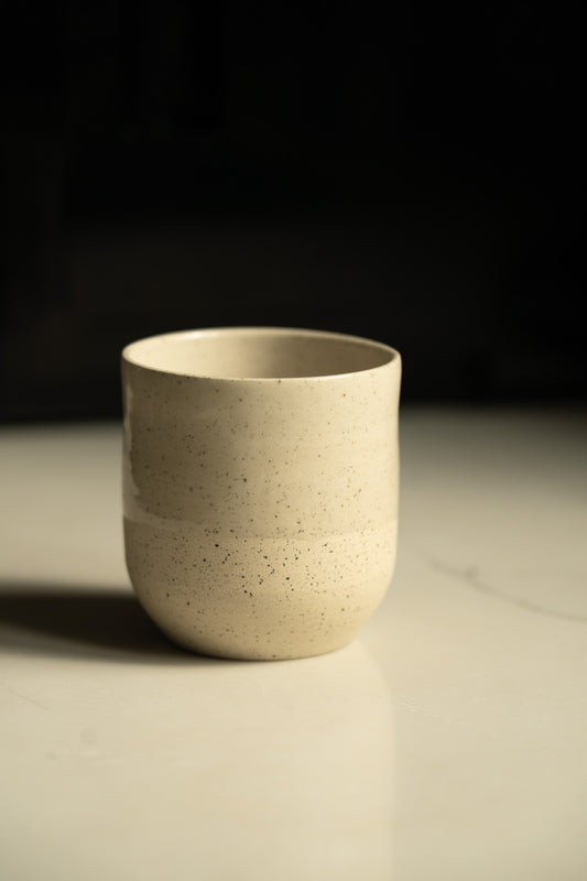Handmade Small Coffee Cup – Rustic White Speckled Stoneware