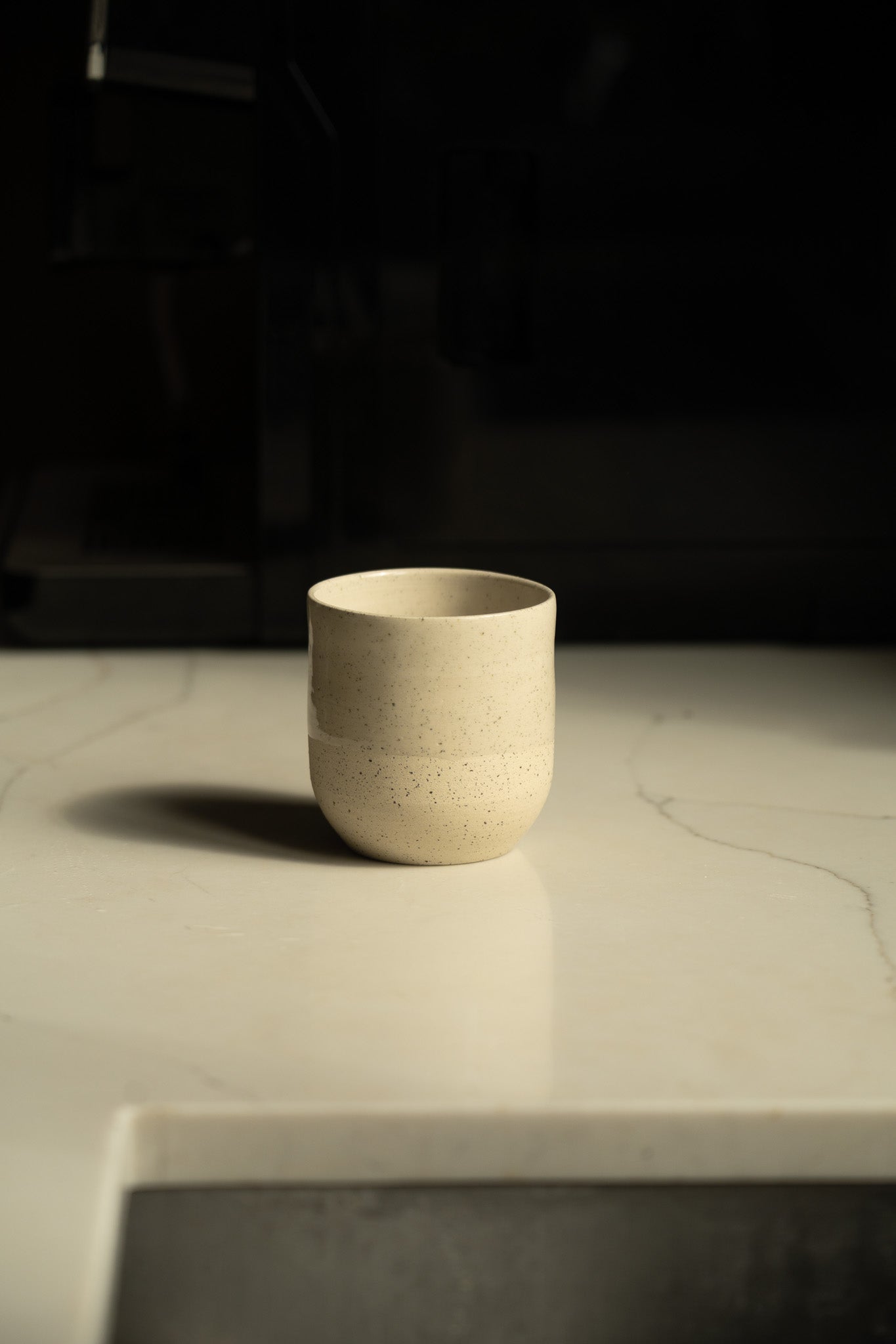 Handmade Small Coffee Cup – Rustic White Speckled Stoneware