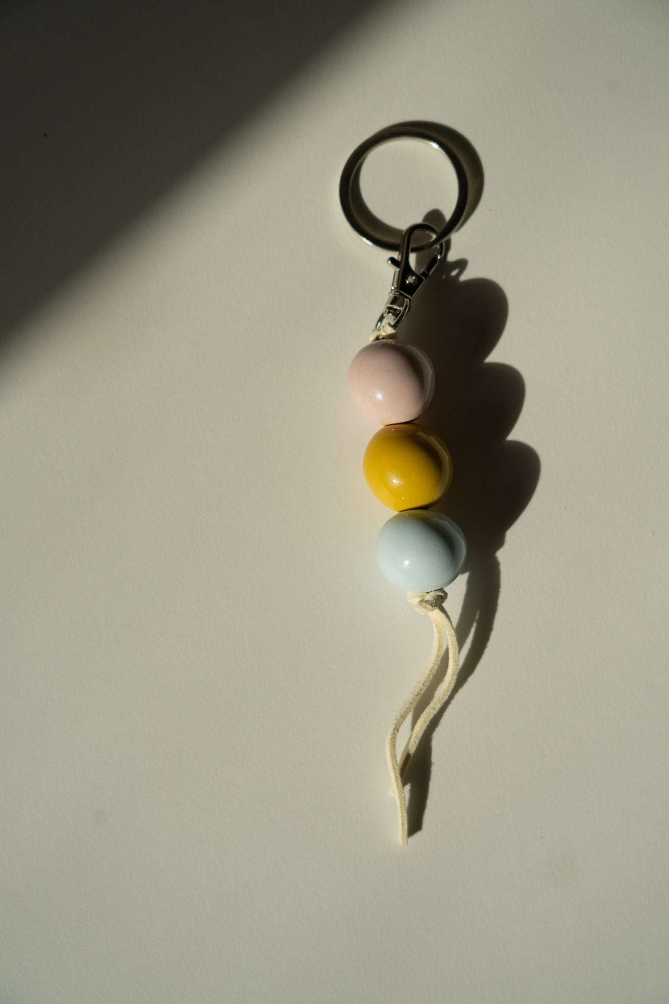 Ceramic Beaded Keychain - Handmade Porcelain Pastel Beads for Decor