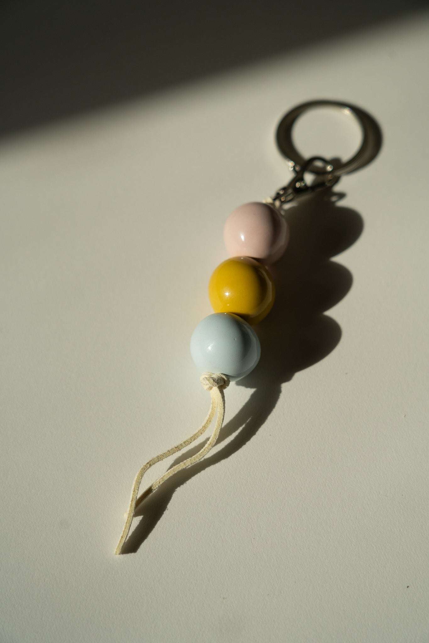 Ceramic Beaded Keychain - Handmade Porcelain Pastel Beads for Decor