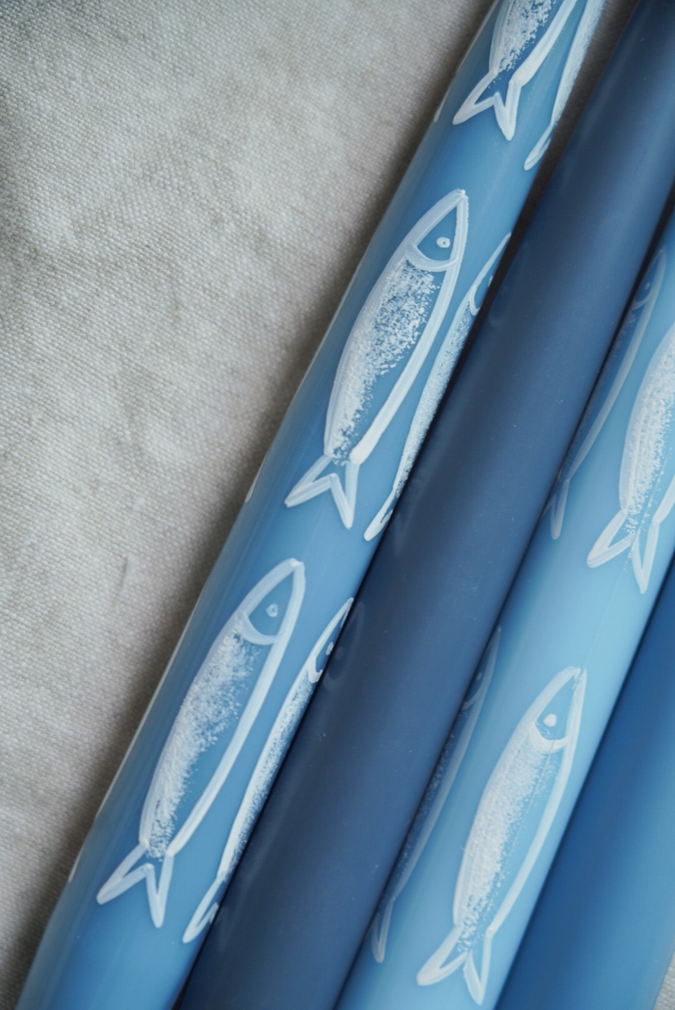 Hand-Painted Taper Candle Set – Sardines