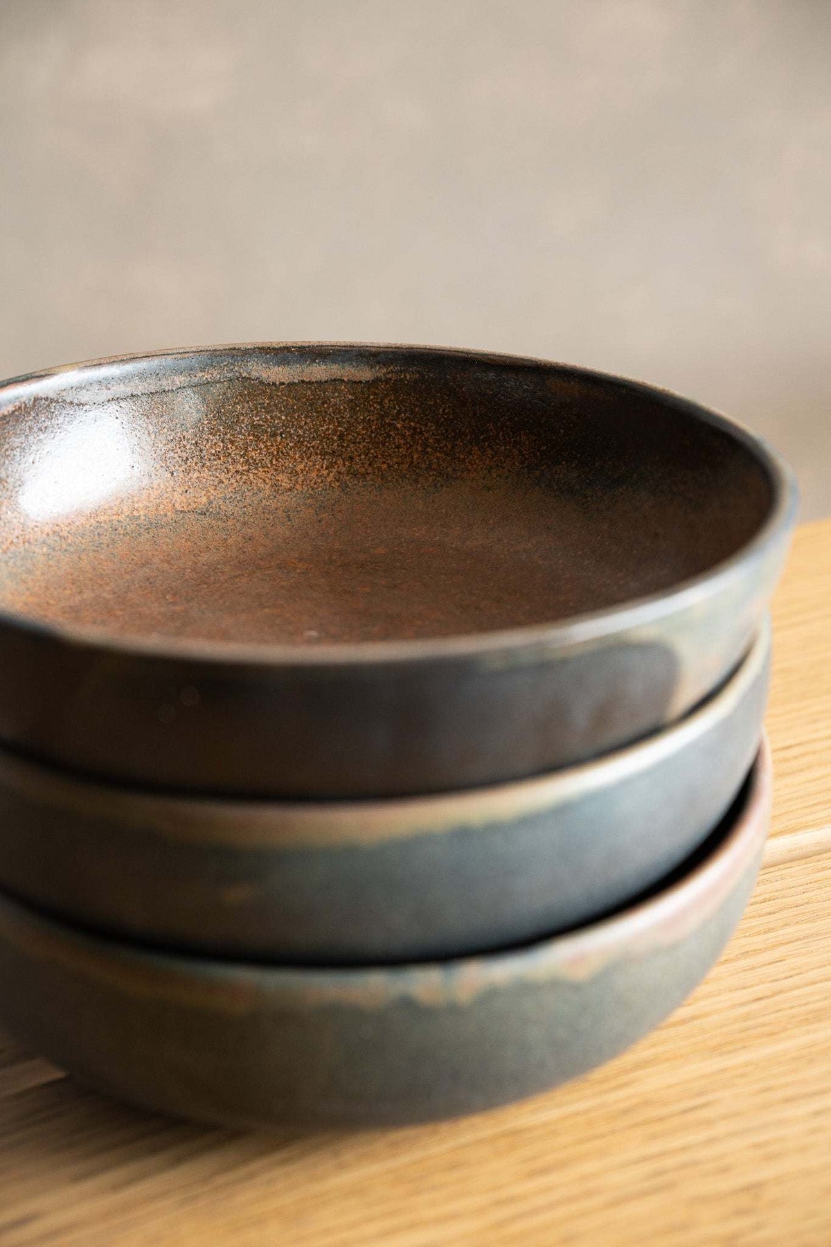 Rust Color Bowl Stoneware Pasta Bowl - Handmade Matte Low Bowl with Unique Rust Glaze ...
