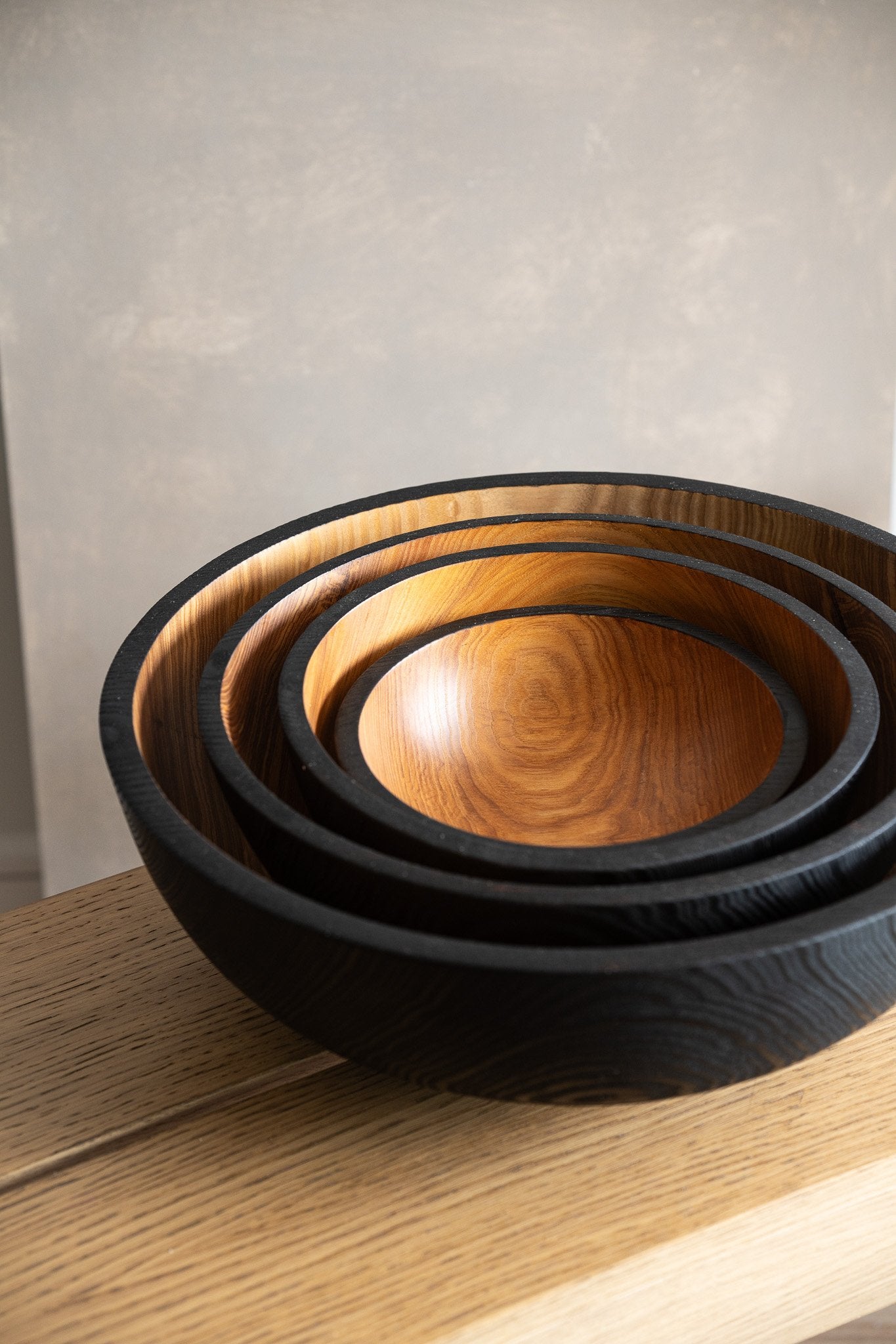 Hand Carved Extra Large Half Charred Wooden Bowl