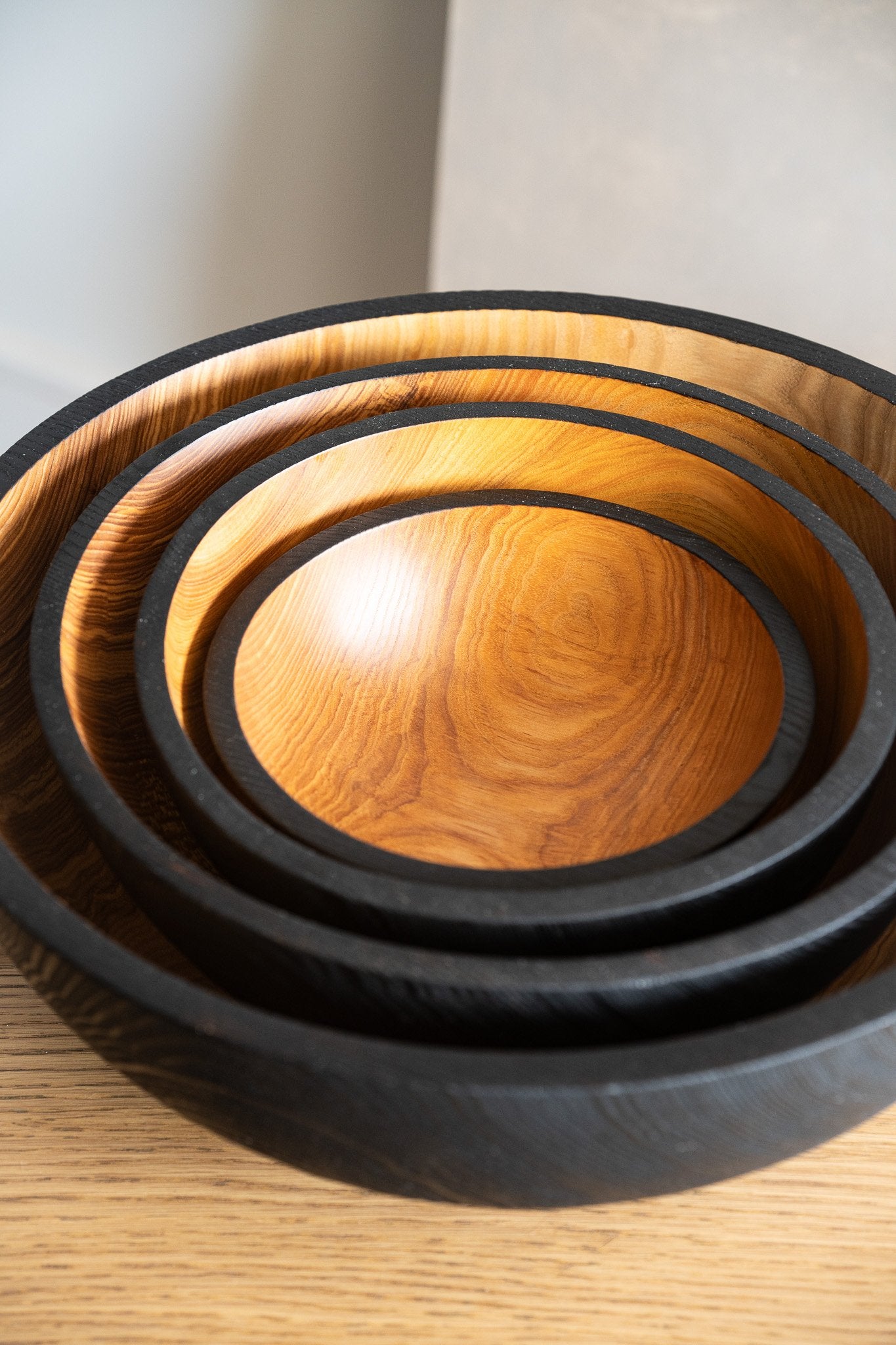 Hand Carved Extra Large Half Charred Wooden Bowl