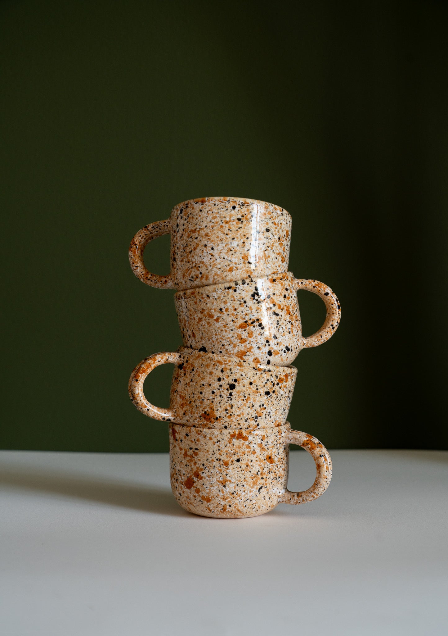 Hand Painted Splatter Ceramic Mug with Double Handle